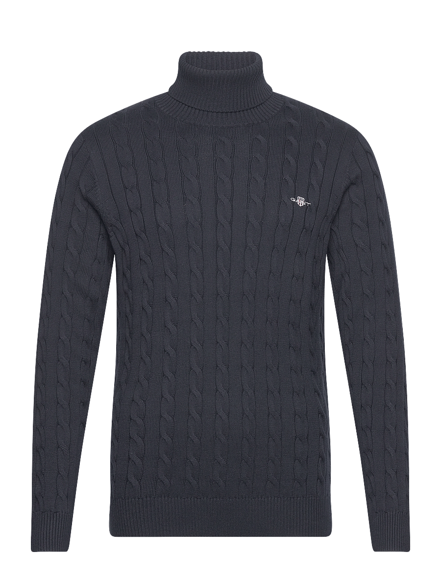 Gant - COTTON CABLE TURTLE NECK - rullekraver - evening blue - 2
