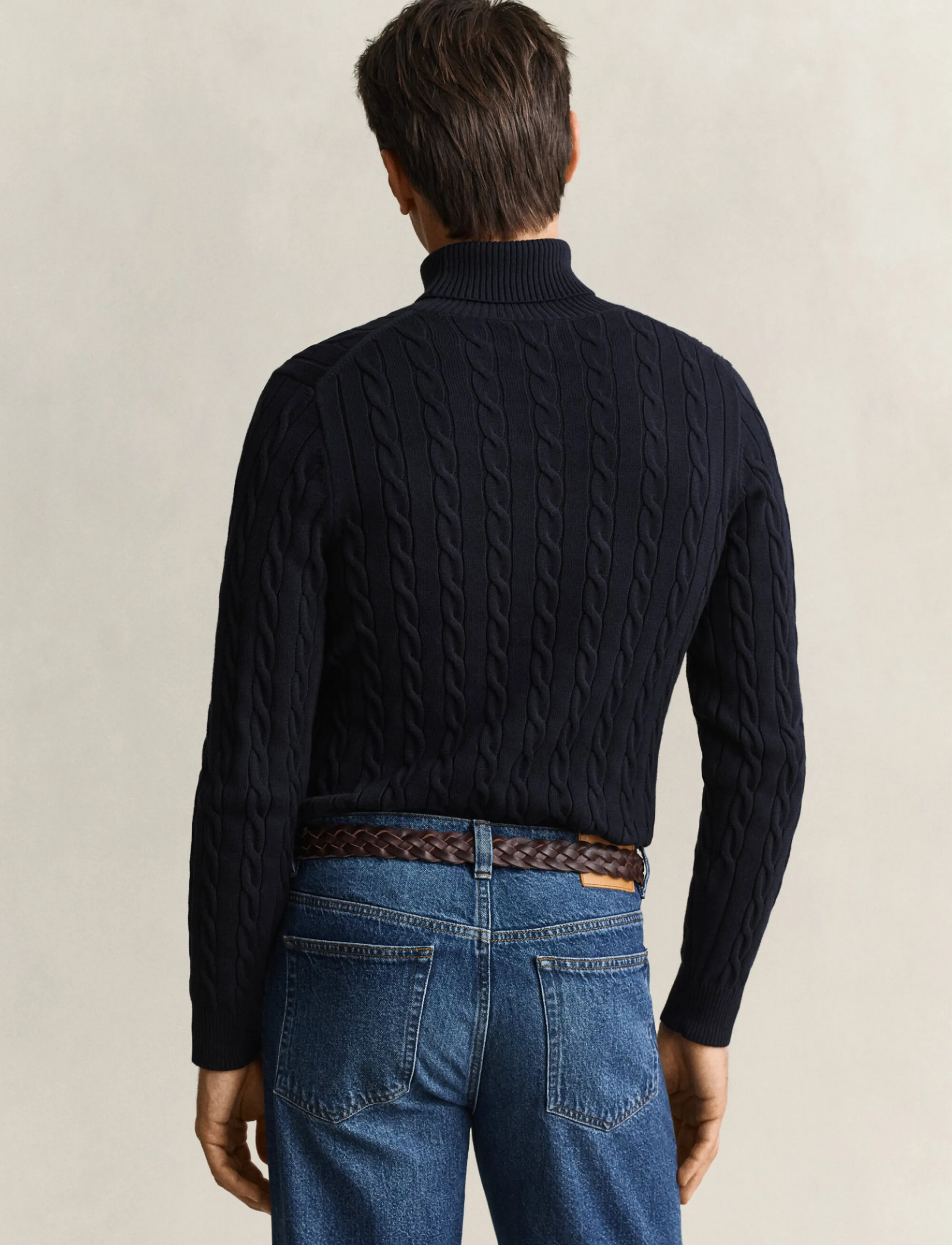 Gant - COTTON CABLE TURTLE NECK - rullekraver - evening blue - 4