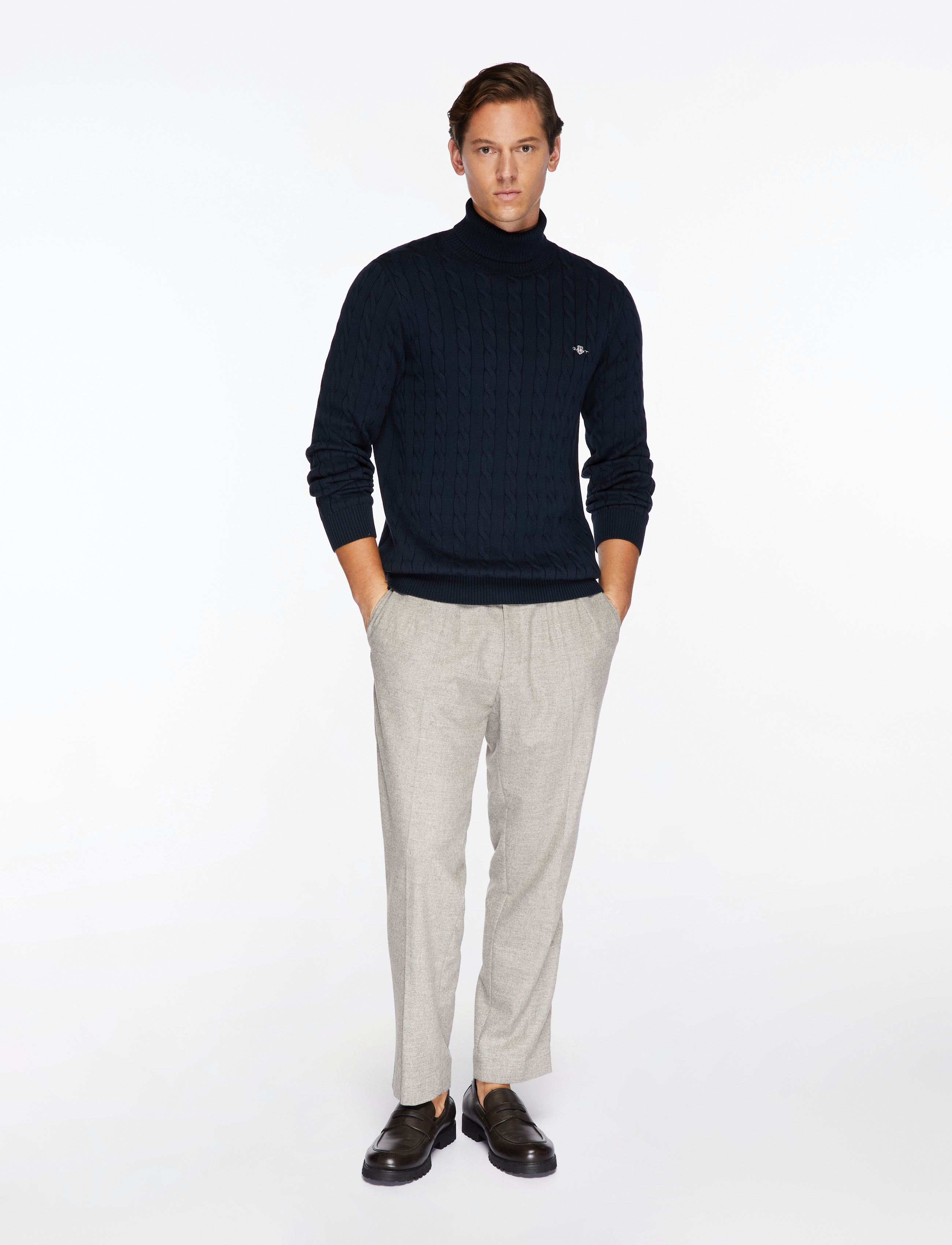 Gant - COTTON CABLE TURTLE NECK - rollkragen - evening blue - 2