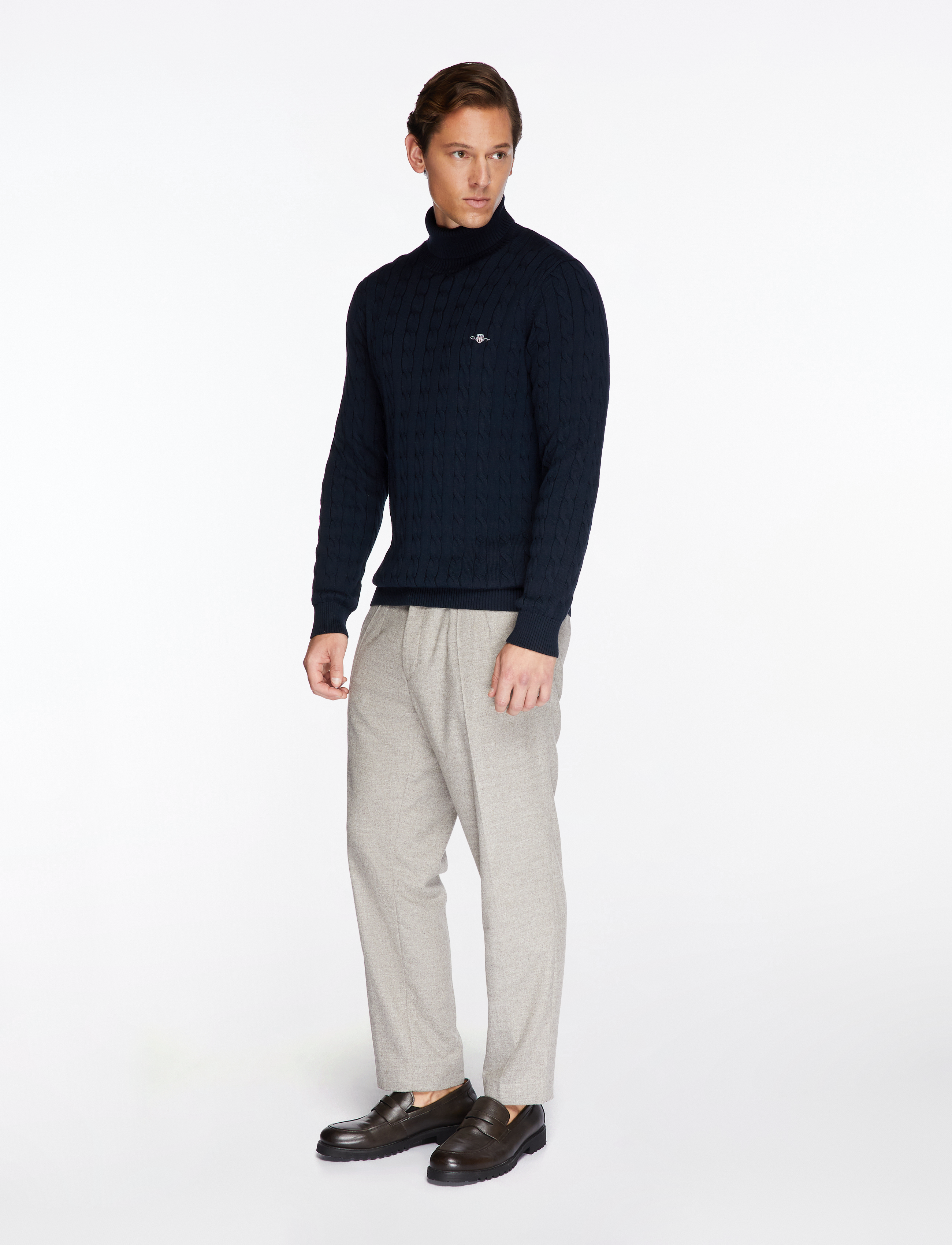 Gant - COTTON CABLE TURTLE NECK - rollkragen - evening blue - 3