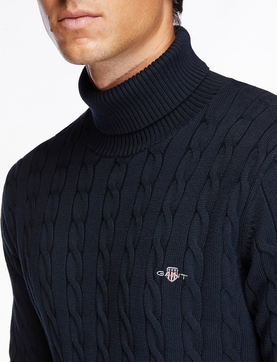 Gant - COTTON CABLE TURTLE NECK - rullekraver - evening blue - 1