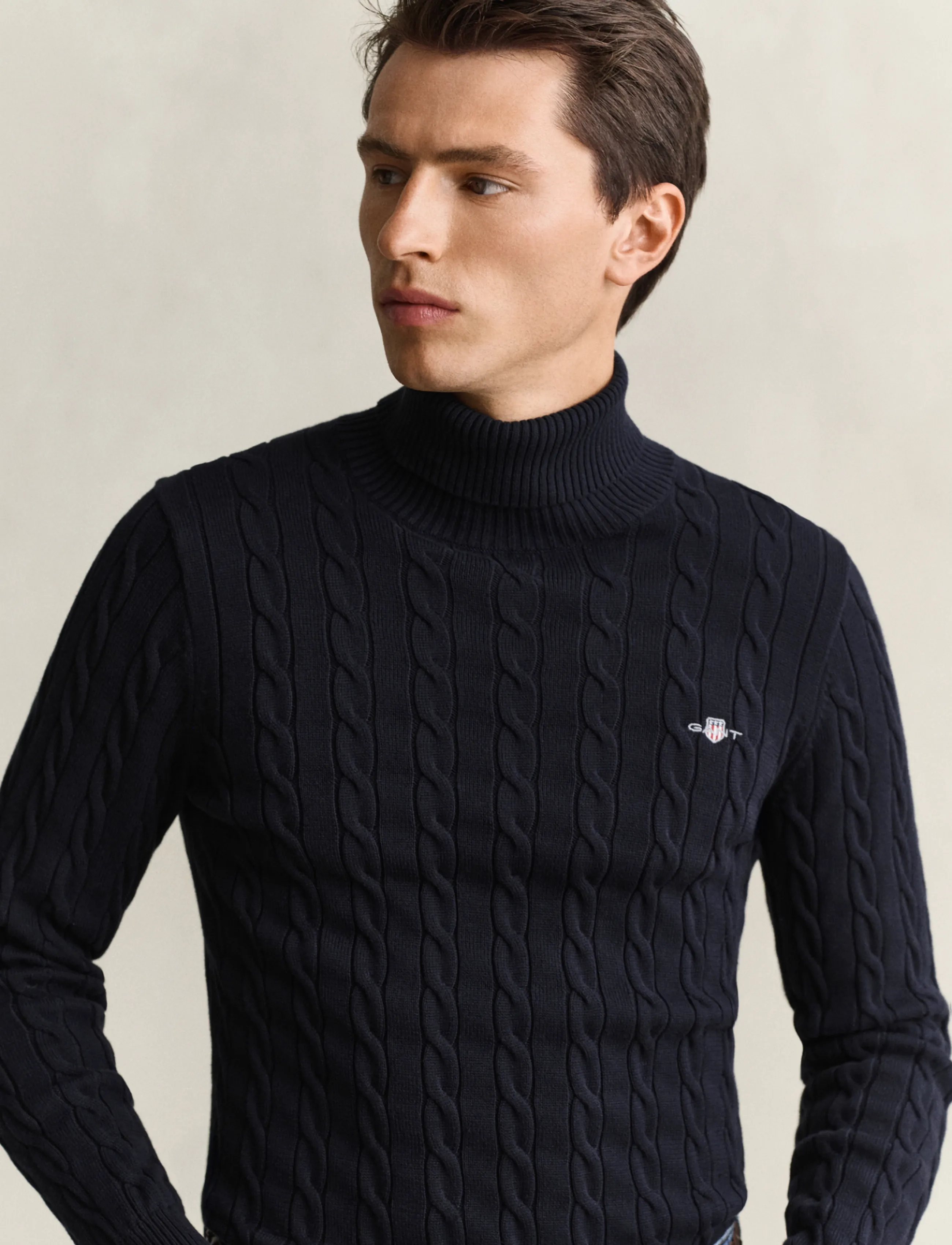 Gant Cotton Cable Turtle Neck polotröjor herr – bild 5