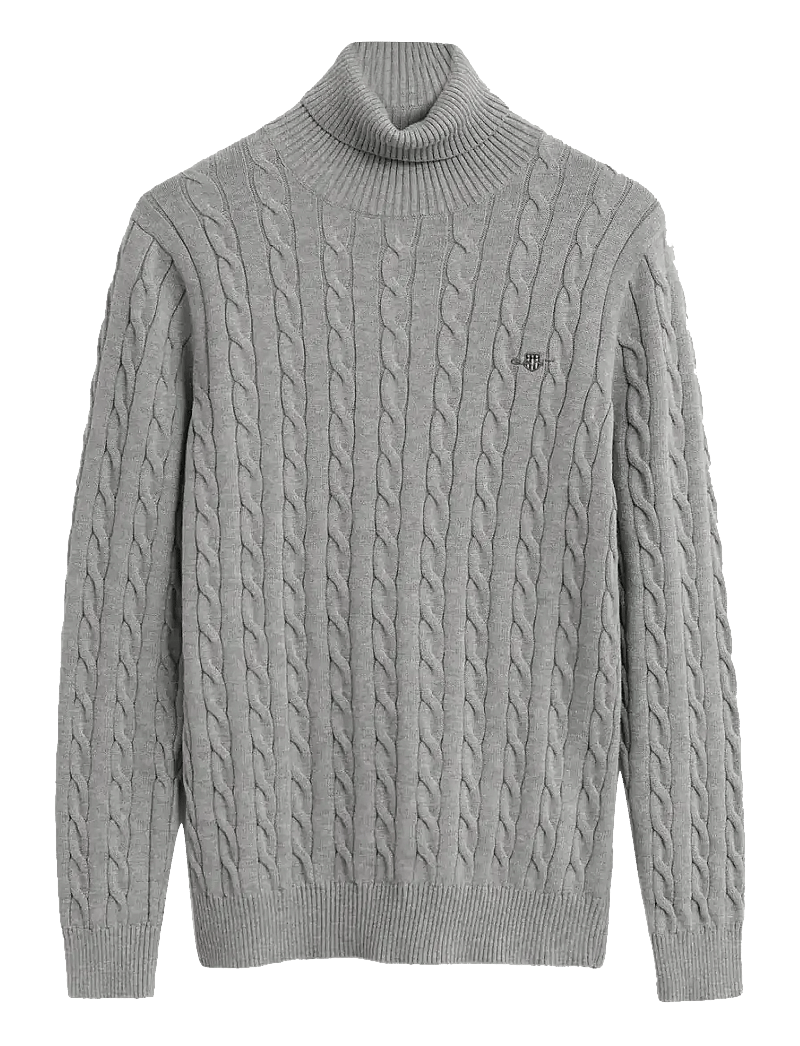 GANT - COTTON CABLE TURTLE NECK - rollkragen - grey melange - 0