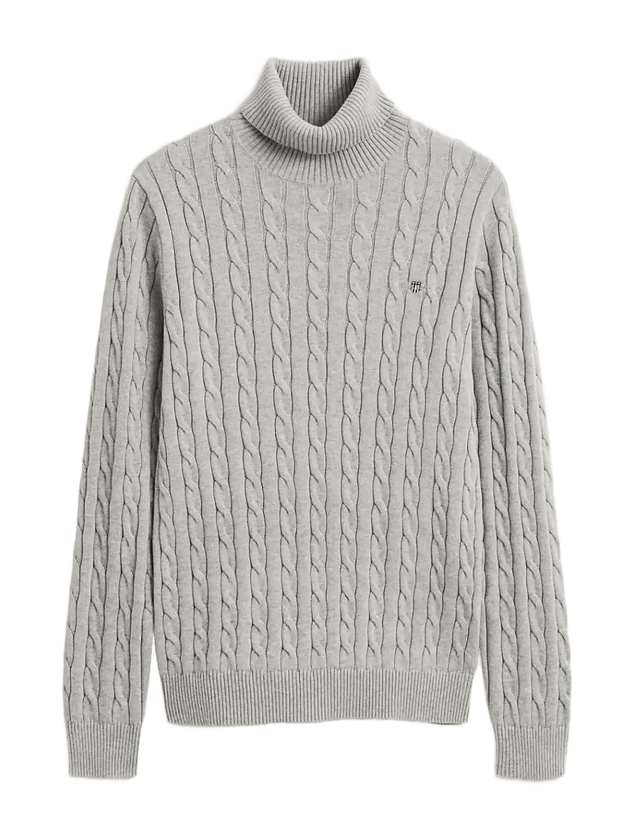 Gant - COTTON CABLE TURTLE NECK - rollkragenpullover - grey melange - 1