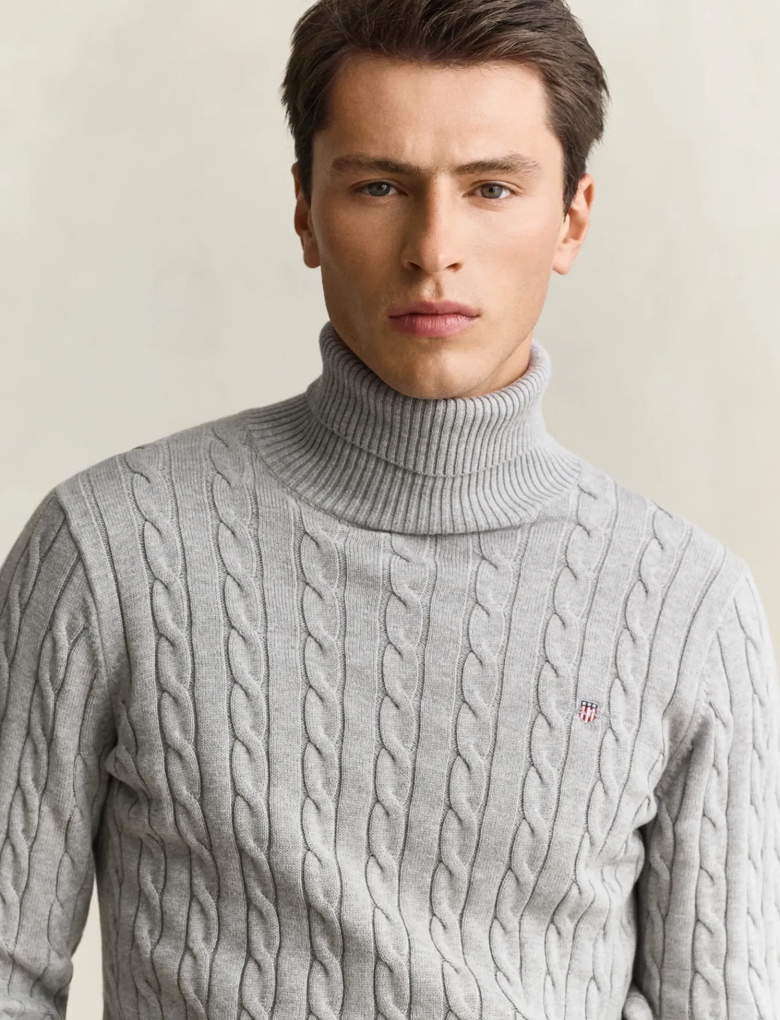Gant - COTTON CABLE TURTLE NECK - sügisesed riided - grey melange - 3