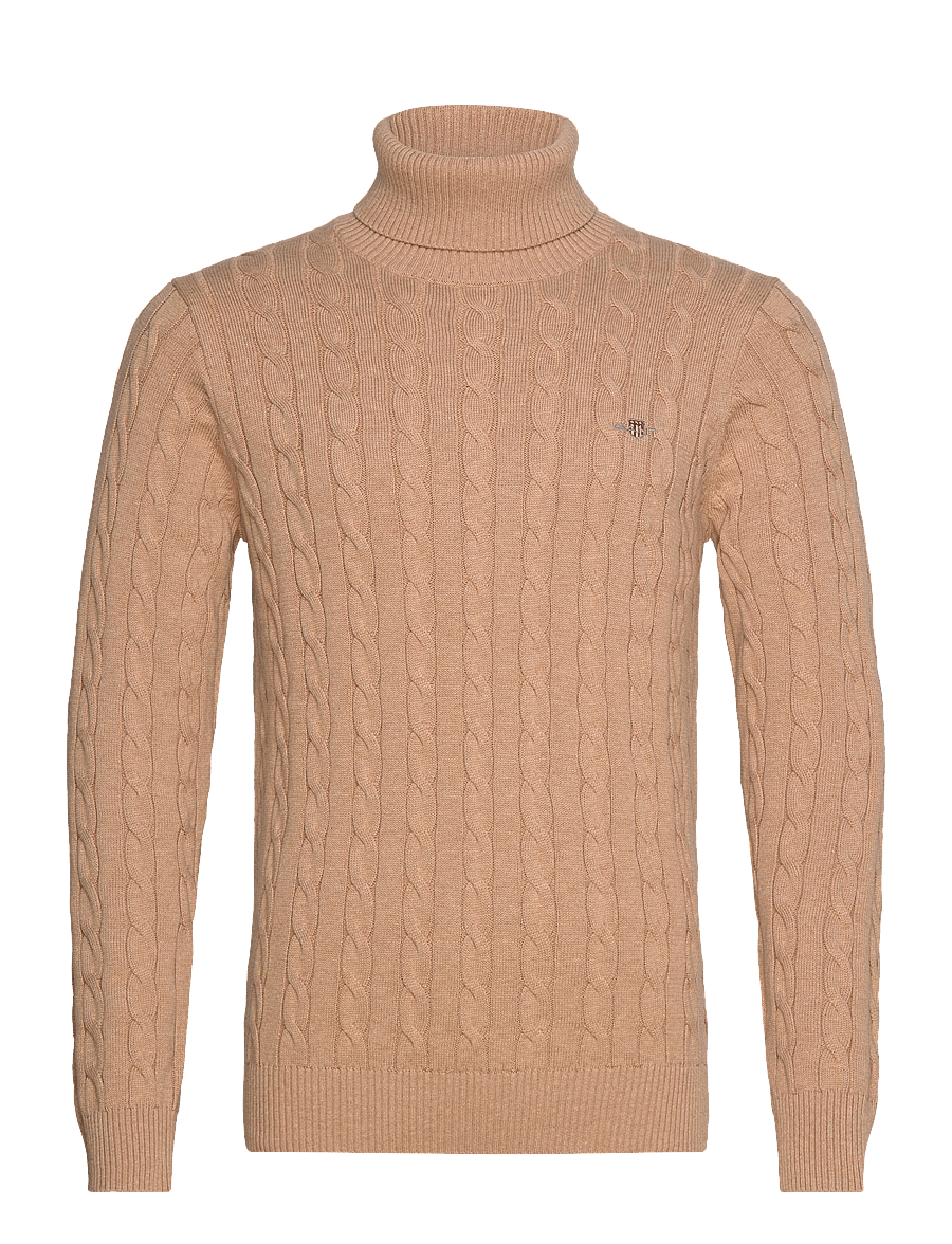 Gant - COTTON CABLE TURTLE NECK - rollkragenpullover - khaki melange - 1