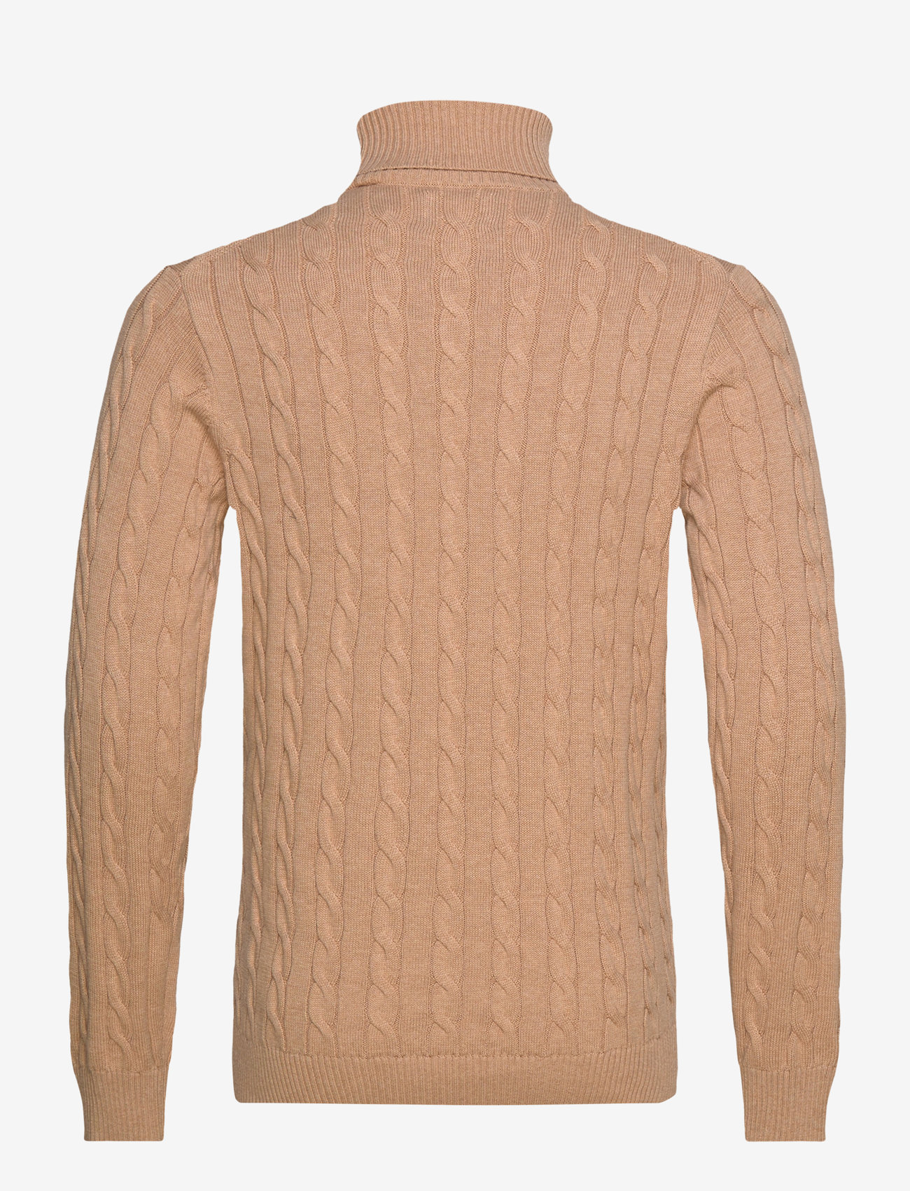 GANT - COTTON CABLE TURTLE NECK - efterårstøj - khaki melange - 1