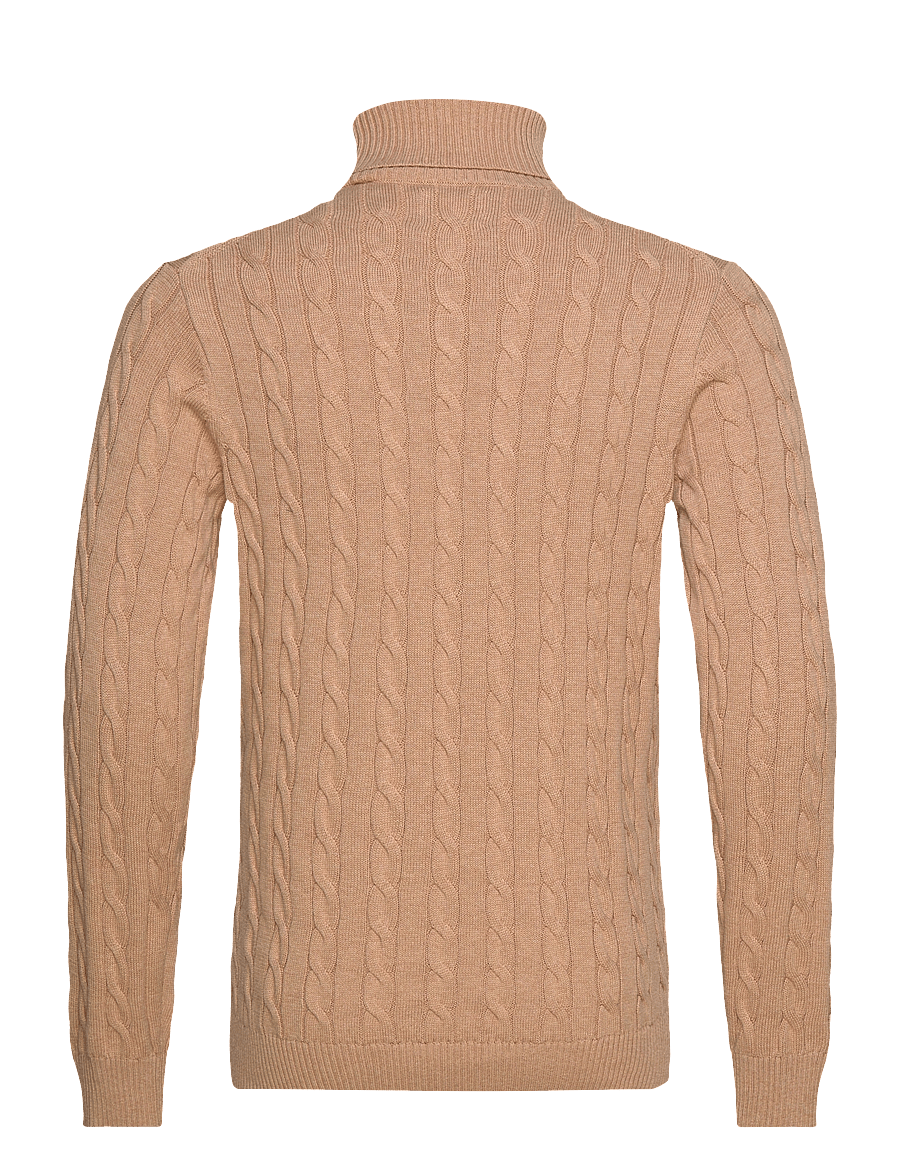 Gant - COTTON CABLE TURTLE NECK - rollkragenpullover - khaki melange - 2
