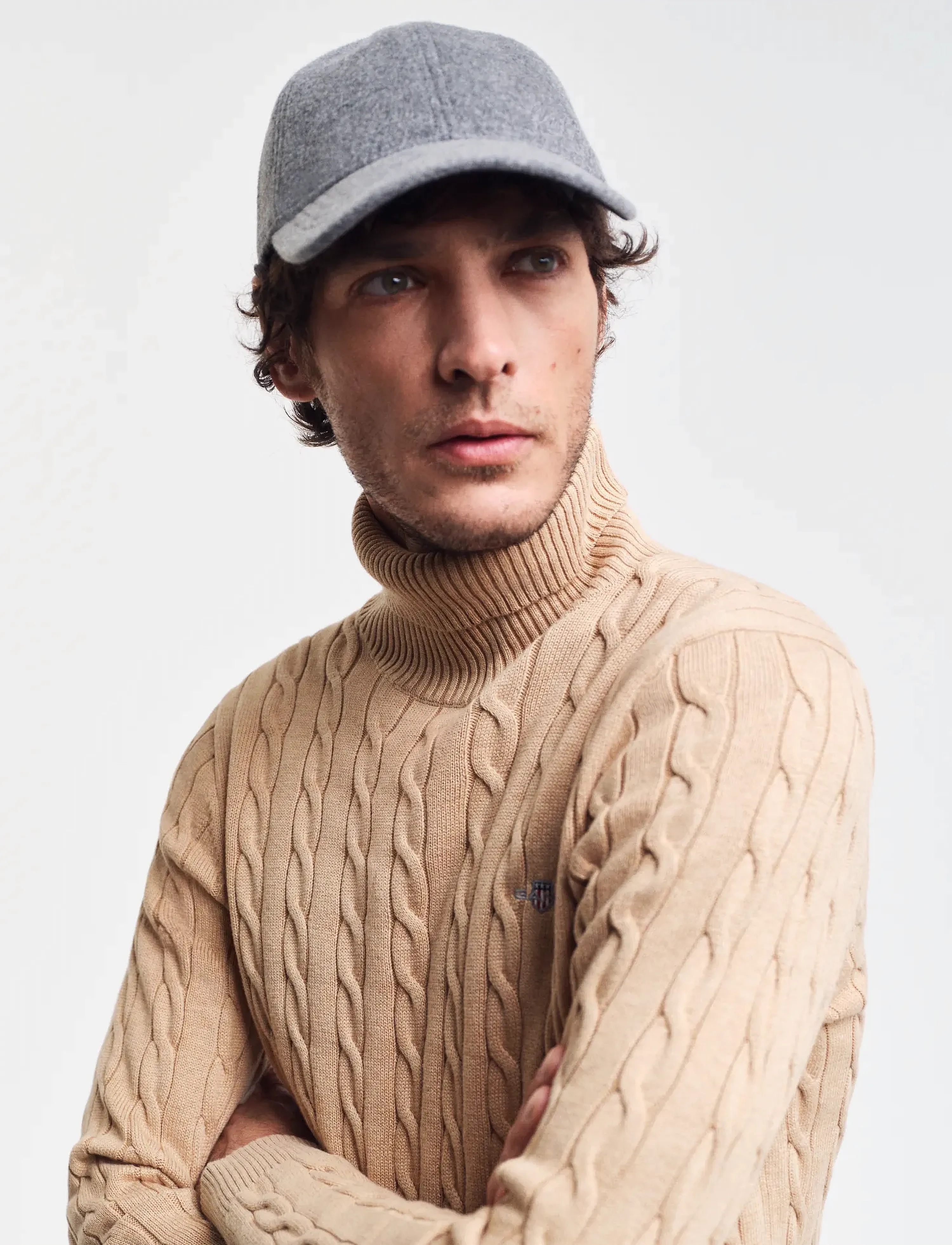 Gant - COTTON CABLE TURTLE NECK - polokrage - khaki melange - 4