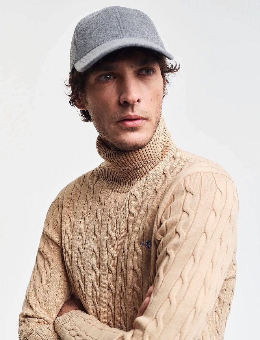 Gant - COTTON CABLE TURTLE NECK - rollkragenpullover - khaki melange - 4