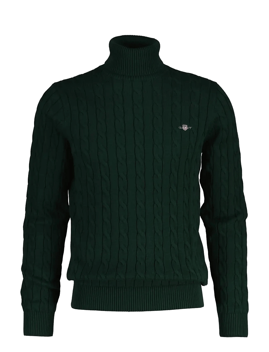 Gant - COTTON CABLE TURTLE NECK - rollkragenpullover - tartan green - 0