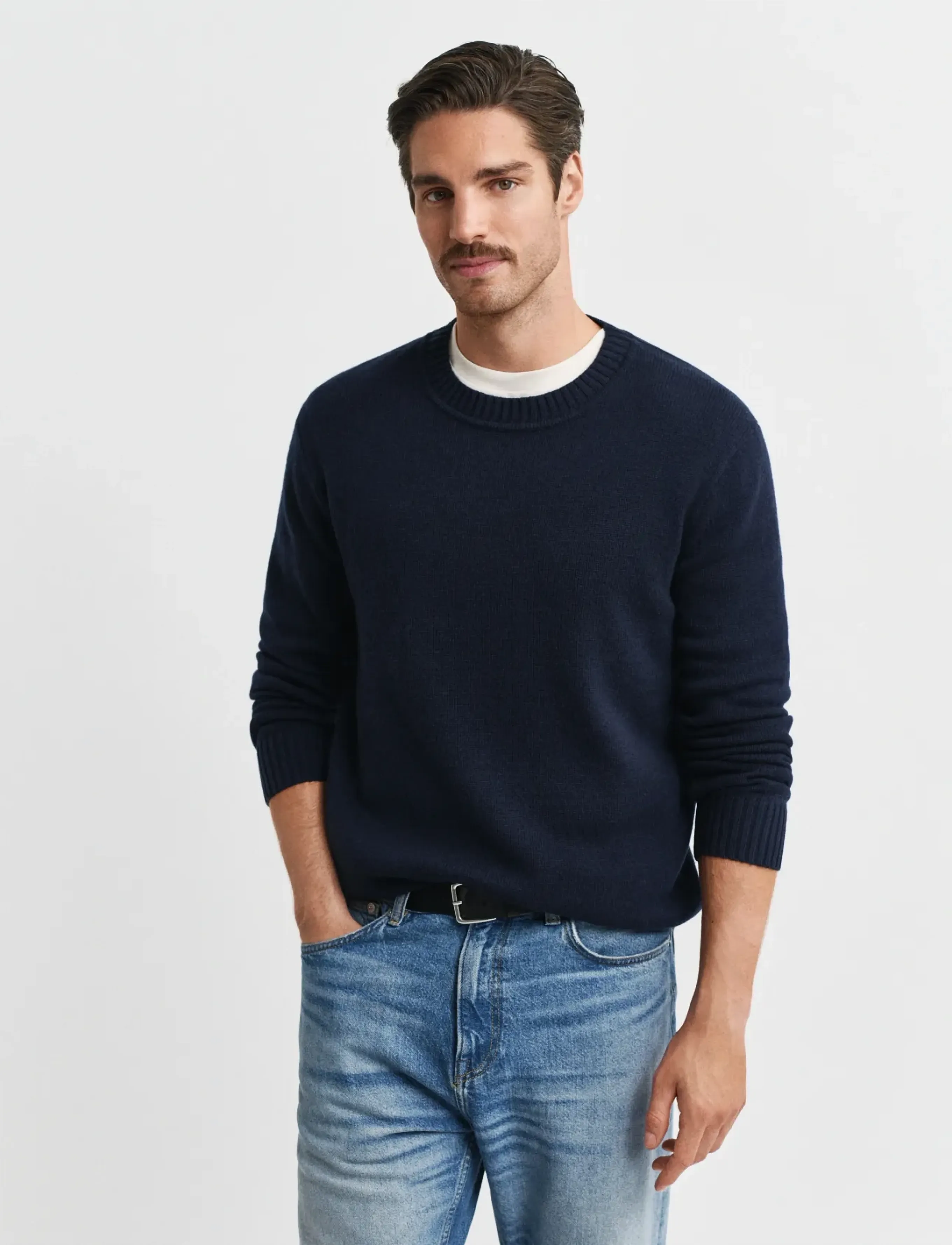 Gant Cashmere Blend C-Neck, XL, Knitwear, Marineblau - Round Necks, Männerswear