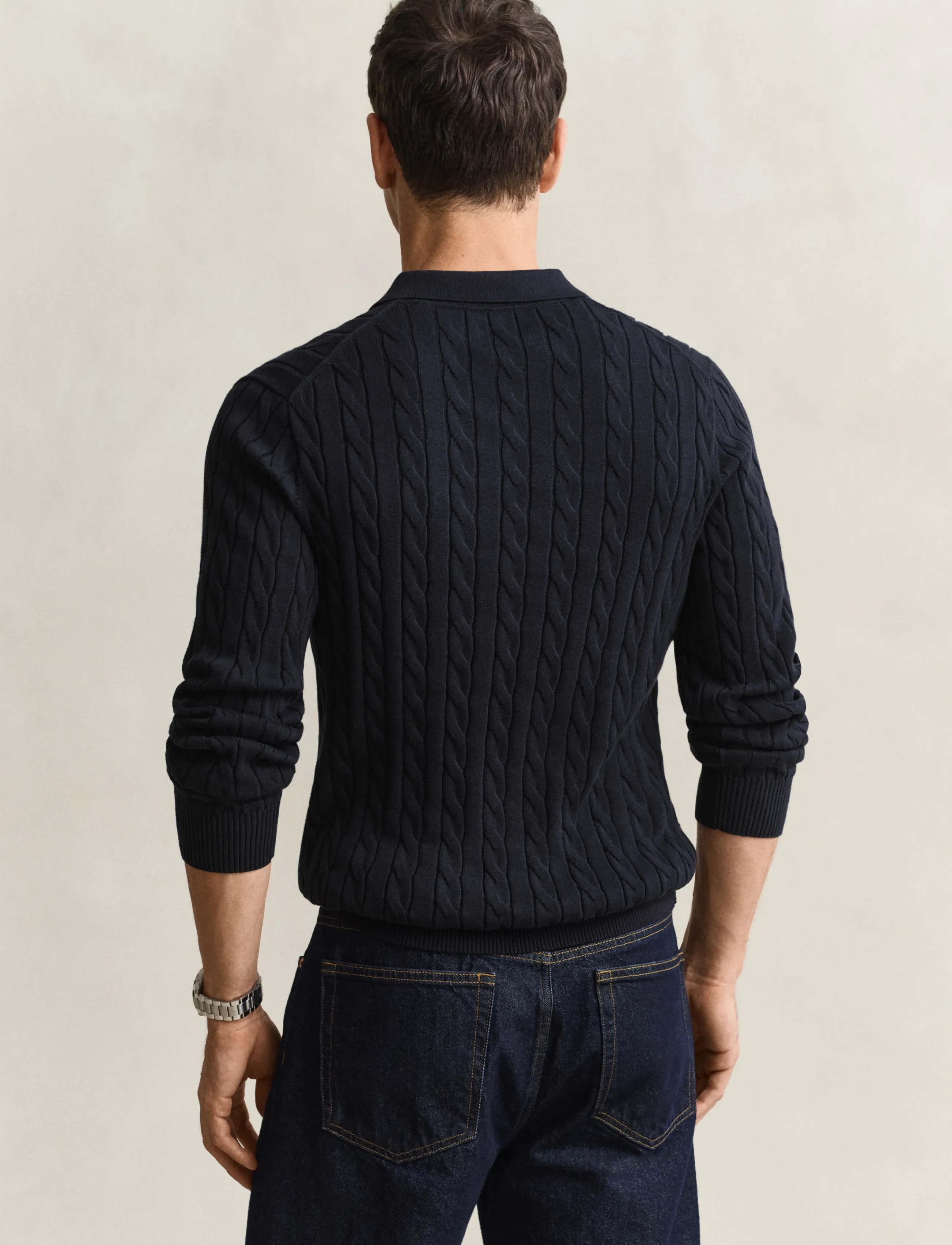 Gant - Classic Cable Knit Sweater - long-sleeved knitted polos - evening blue - 2