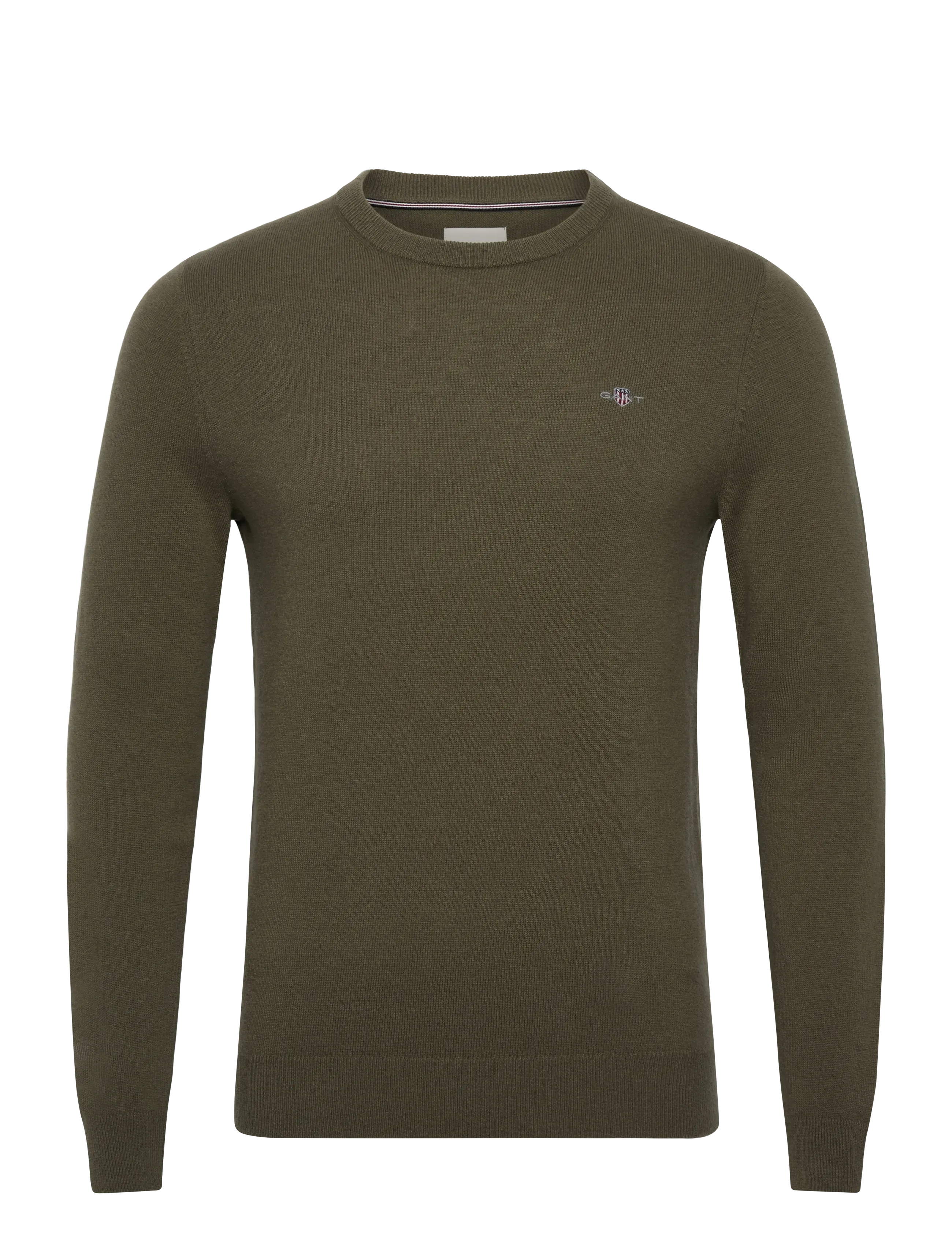 GANT Lammwolle Blend C-Neck Khaki - S - Herren