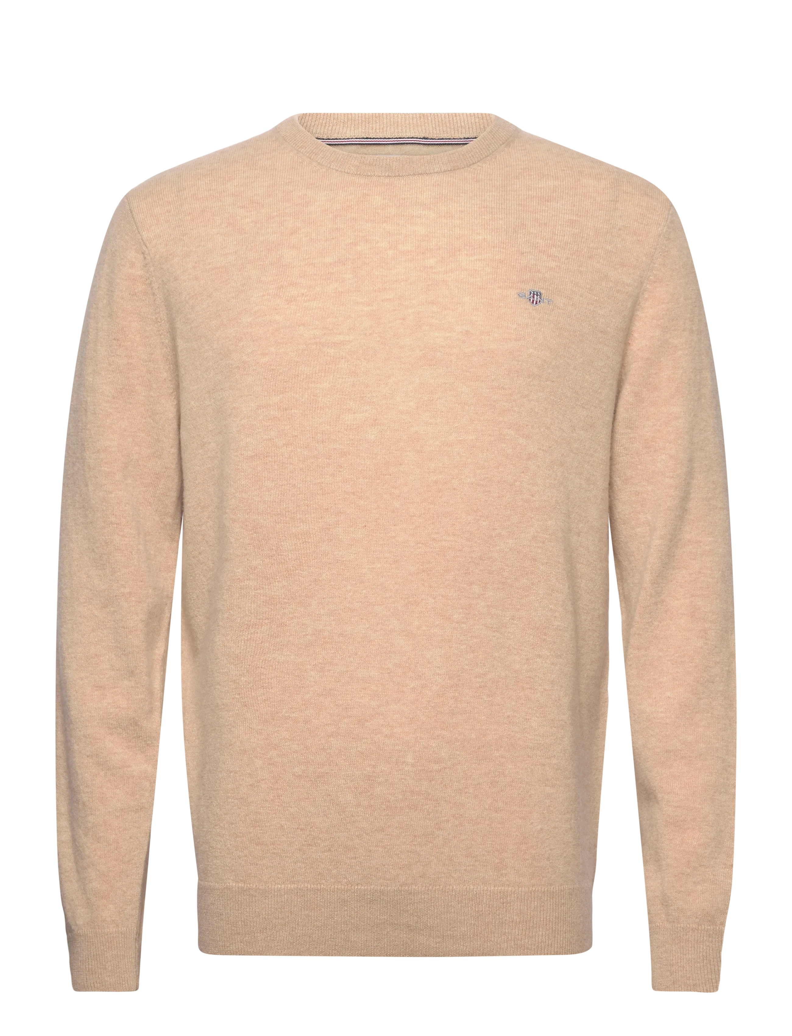GANT LAMBSWOOL BLEND C-NECK - Tøj - KHAKI MELANGE / beige
