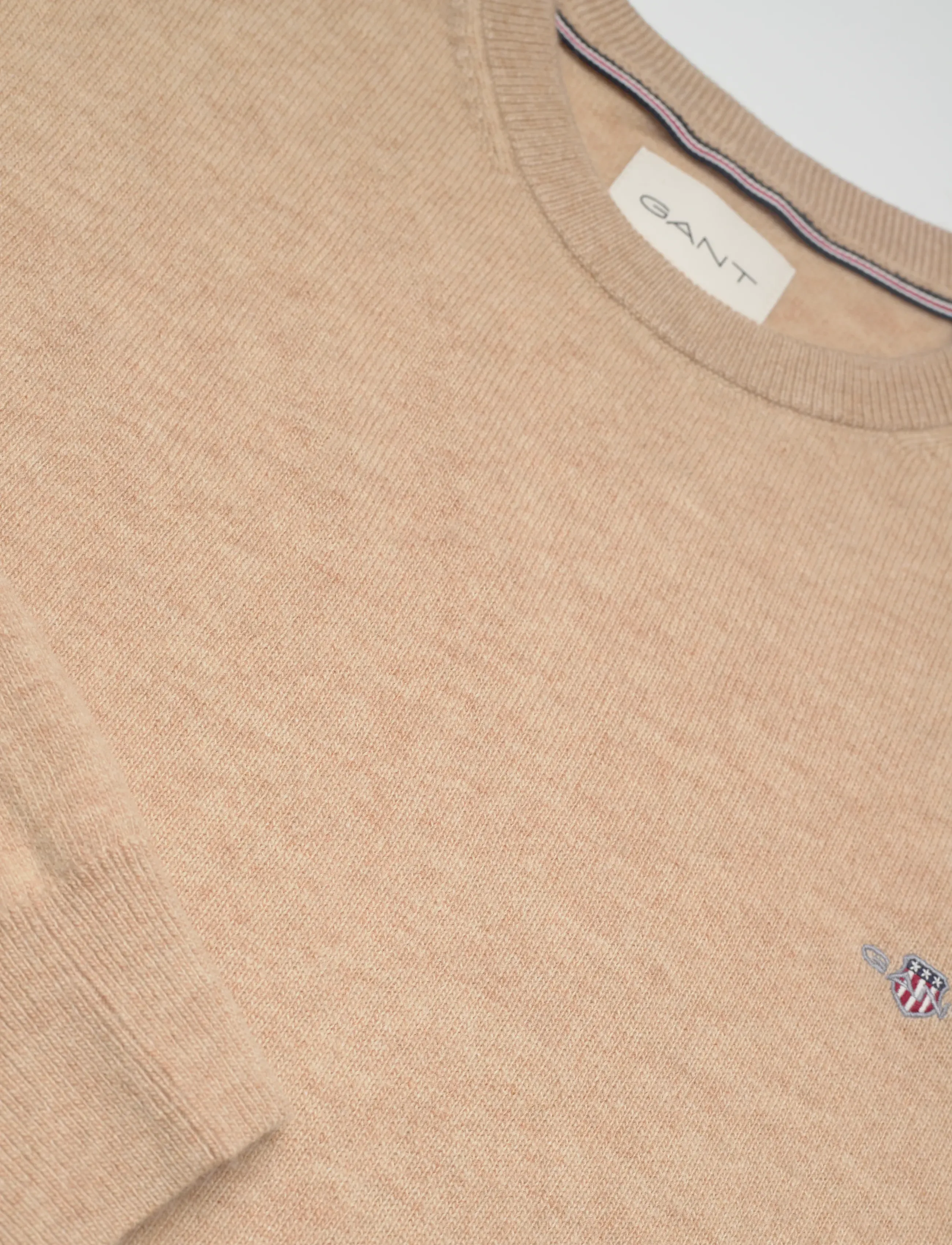 Gant - LAMBSWOOL BLEND C-NECK - rundhalsad - khaki melange - 2