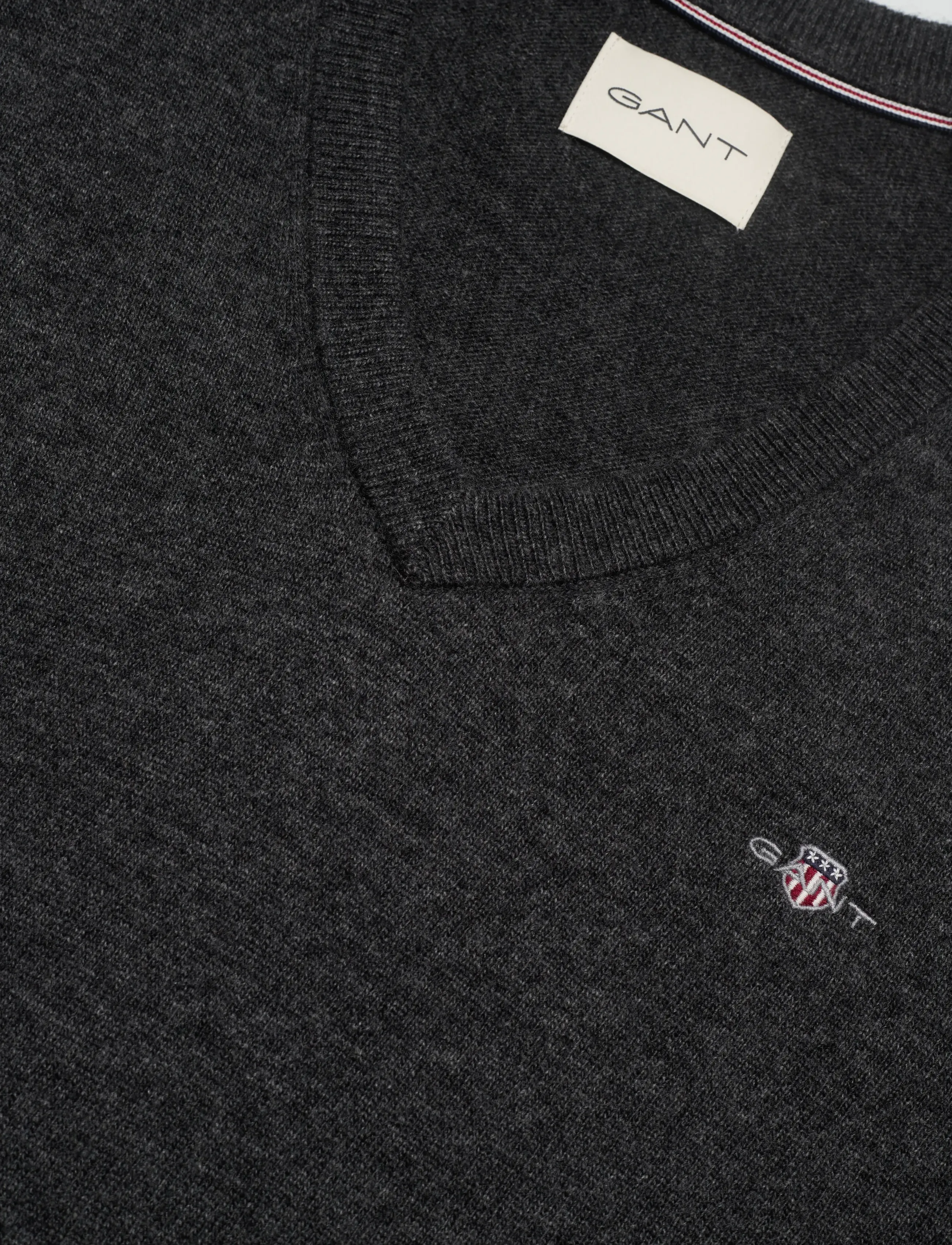 Gant - LAMBSWOOL BLEND V-NECK - trøjer - charcoal melange - 2