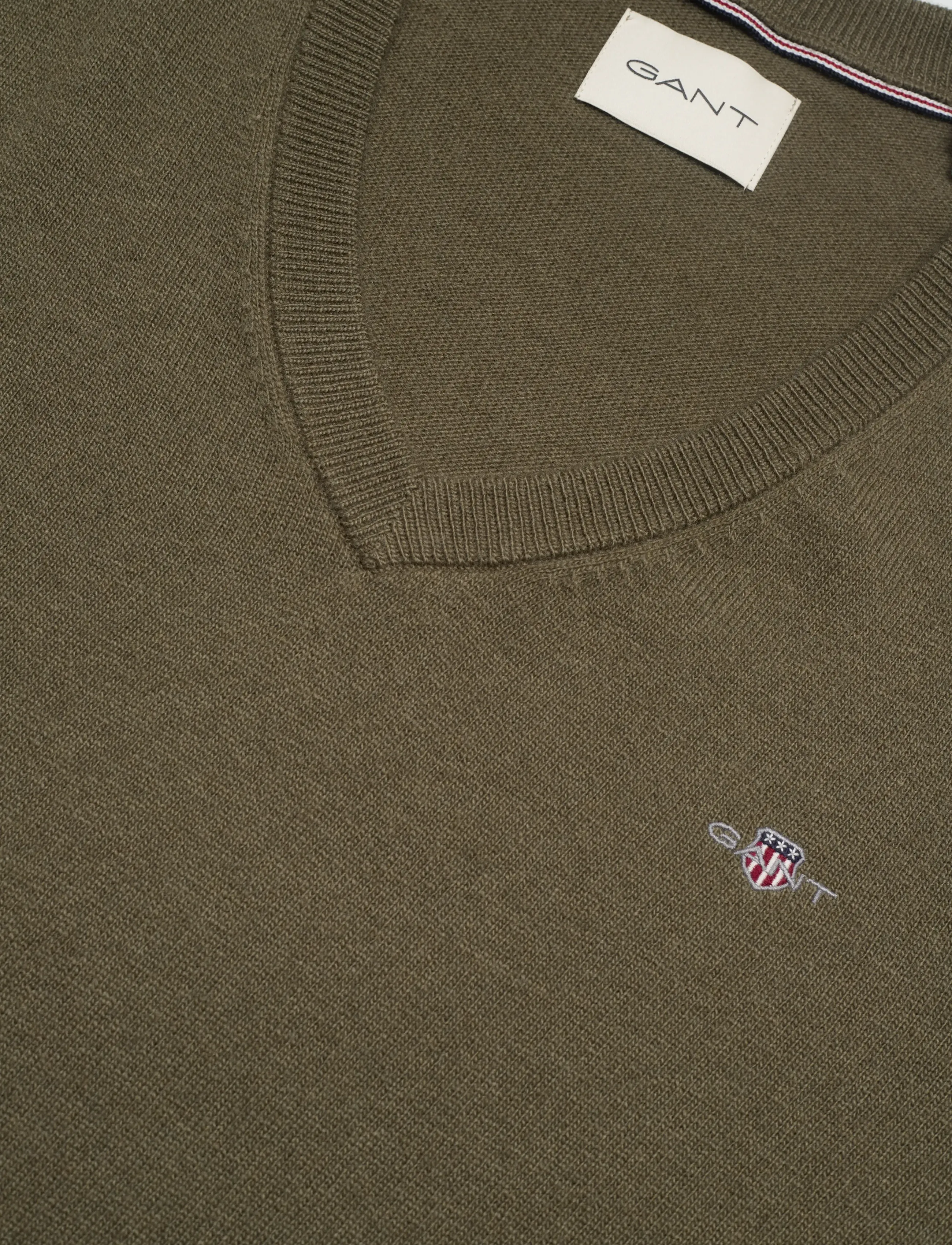 Gant - LAMBSWOOL BLEND V-NECK - trøjer - juniper green - 2
