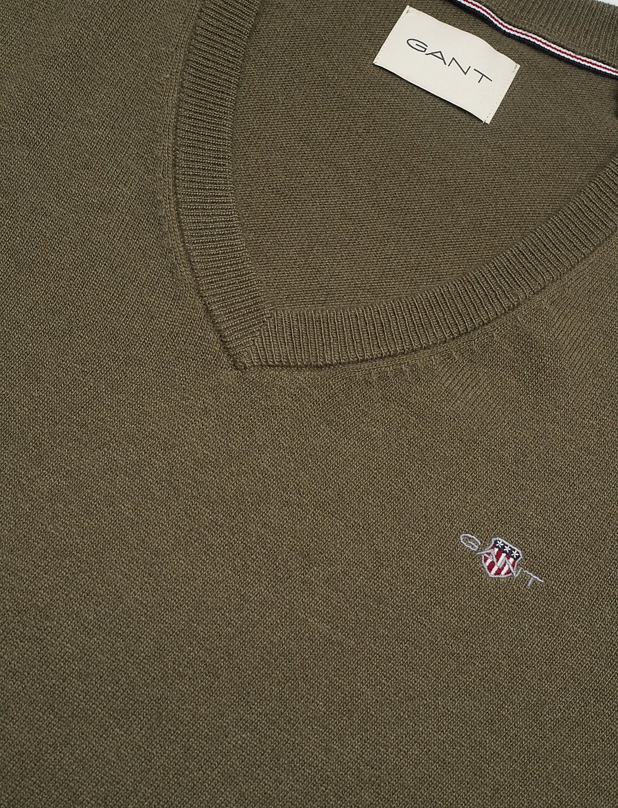 Gant - LAMBSWOOL BLEND V-NECK - trøjer - juniper green - 2