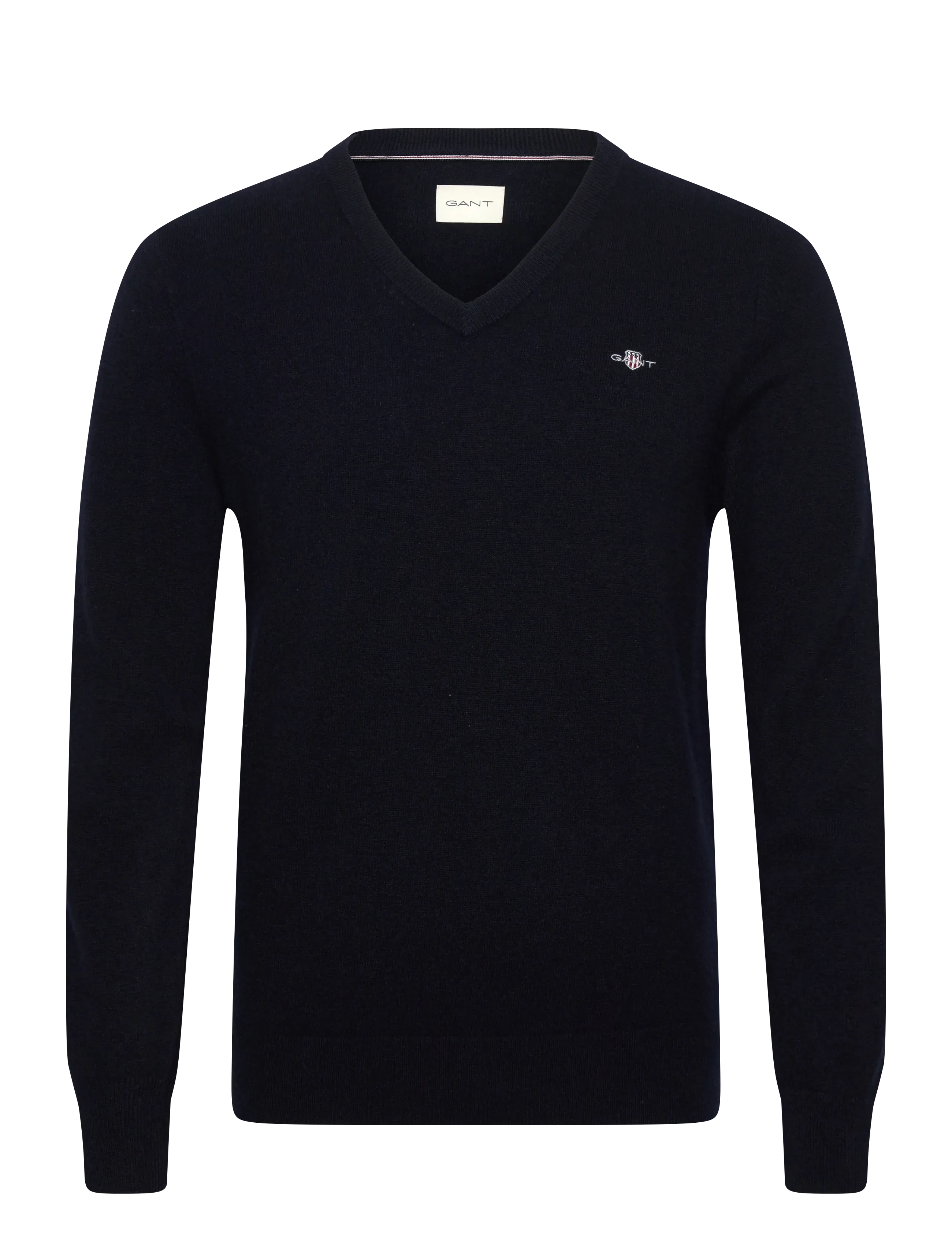 Gant LAMBSWOOL BLEND V-NECK - Strik - MARINE / navy