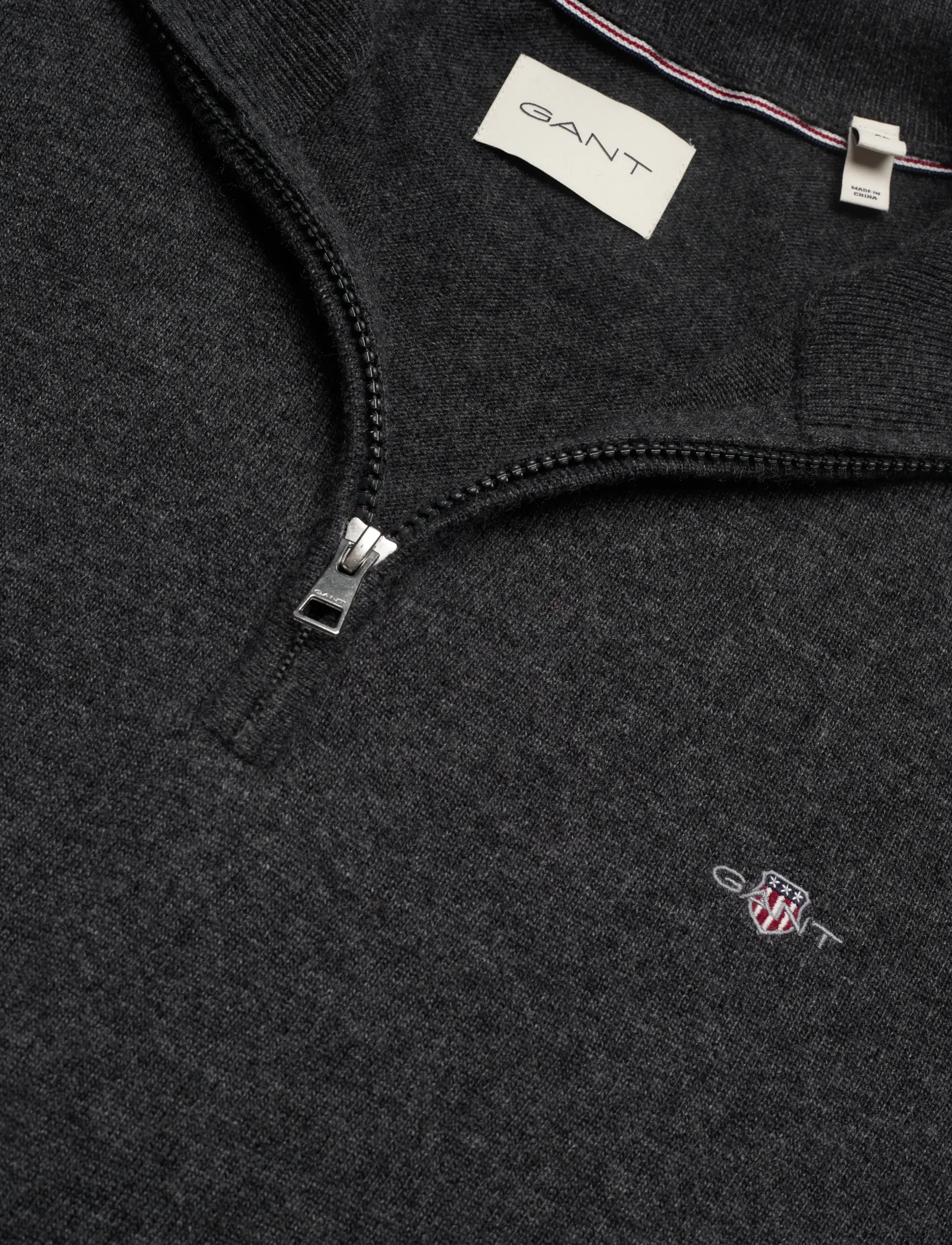 Gant - LAMBSWOOL BLEND HALF ZIP - mænd - charcoal melange - 2