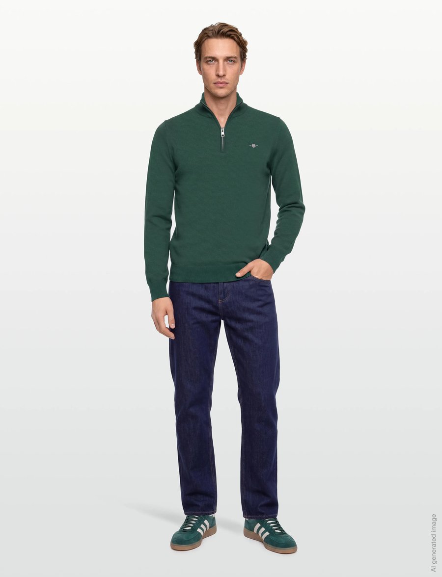 Gant - LAMBSWOOL BLEND HALF ZIP - pullover mit halbem reißverschluss - tartan green - 0