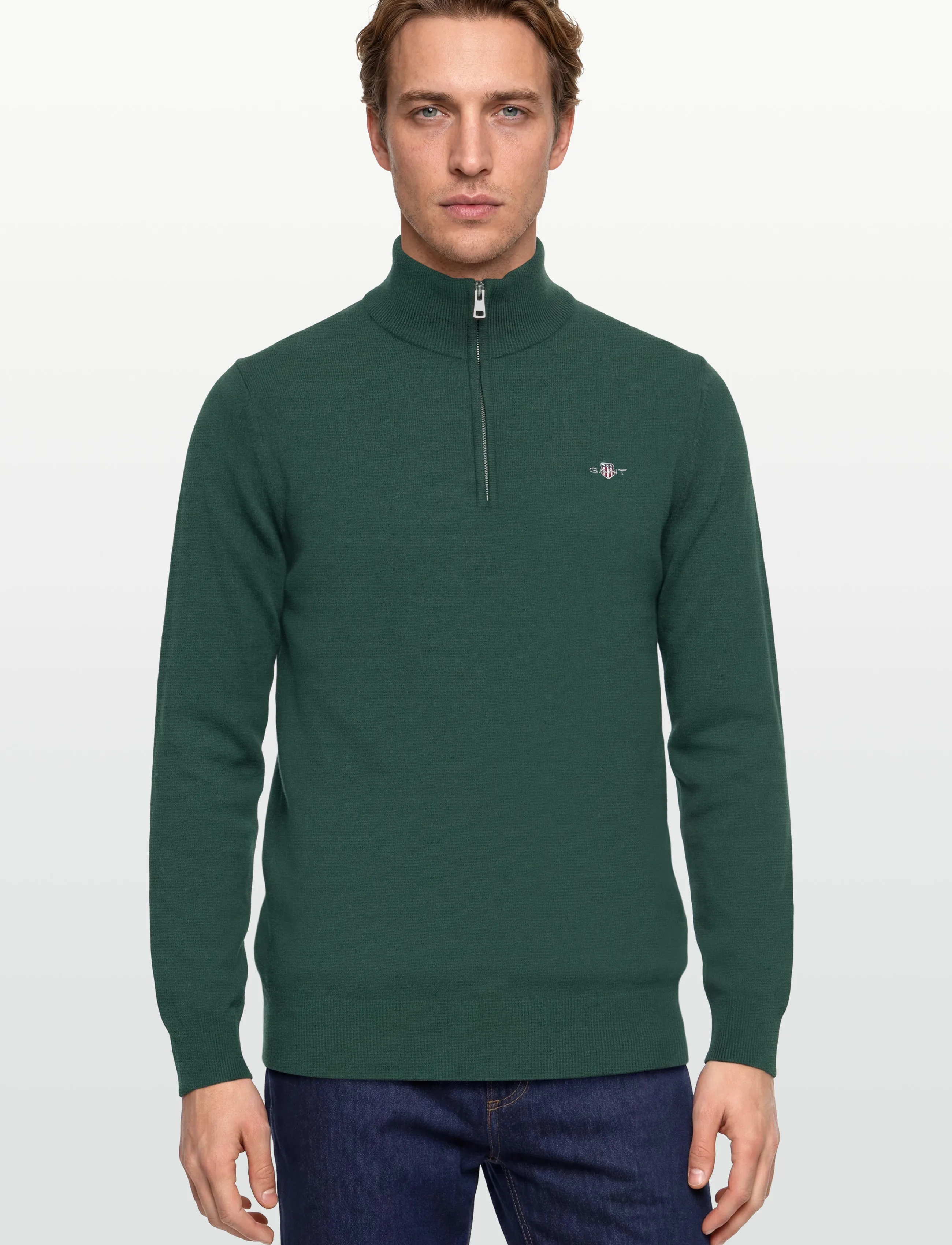Gant - LAMBSWOOL BLEND HALF ZIP - mænd - tartan green - 3
