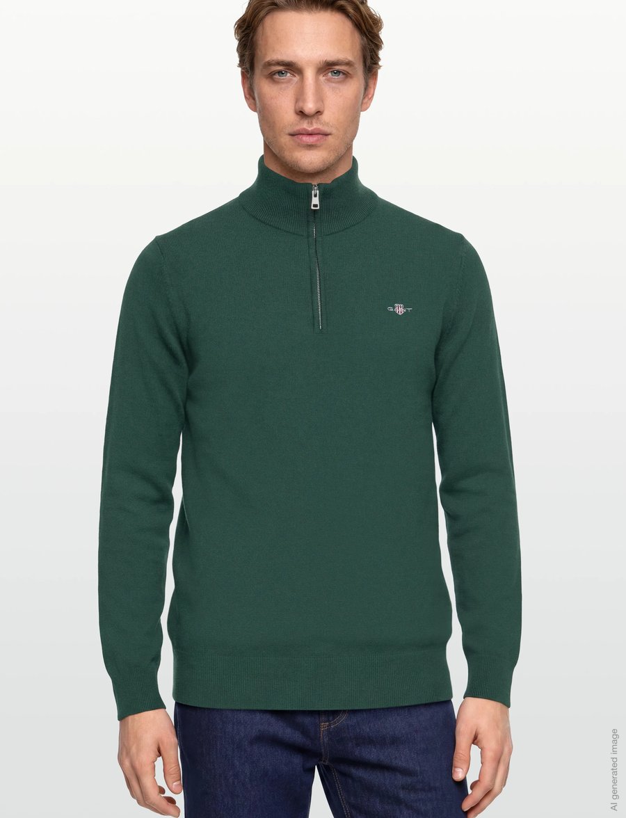 Gant - LAMBSWOOL BLEND HALF ZIP - pullover mit halbem reißverschluss - tartan green - 3