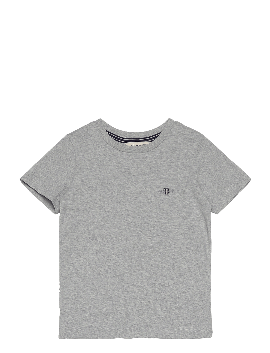 Gant - SHIELD SS T-SHIRT - kortärmade t-shirts - light grey melange - 0
