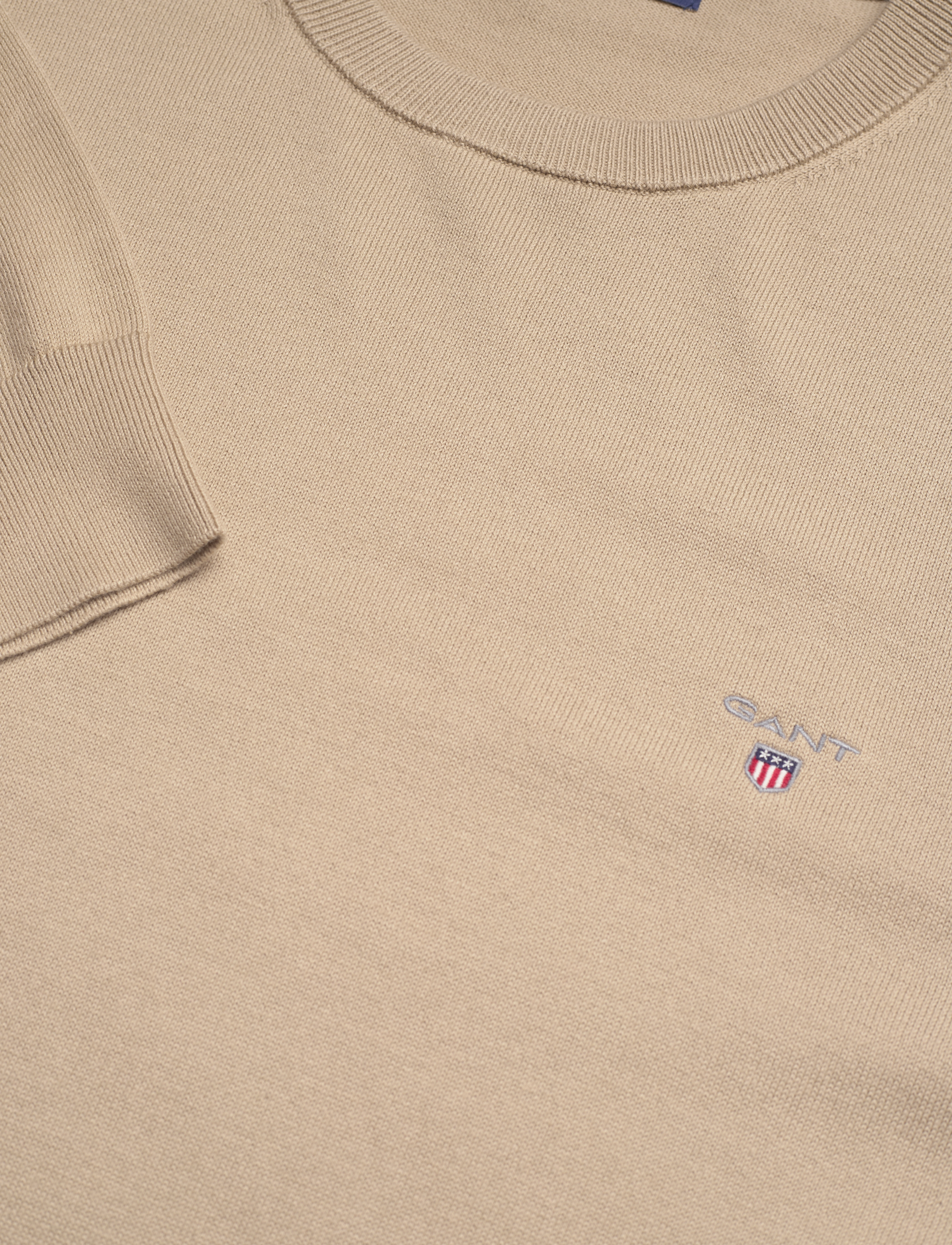 Gant - COTTON C-NECK - basic-strickmode - concrete beige - 2