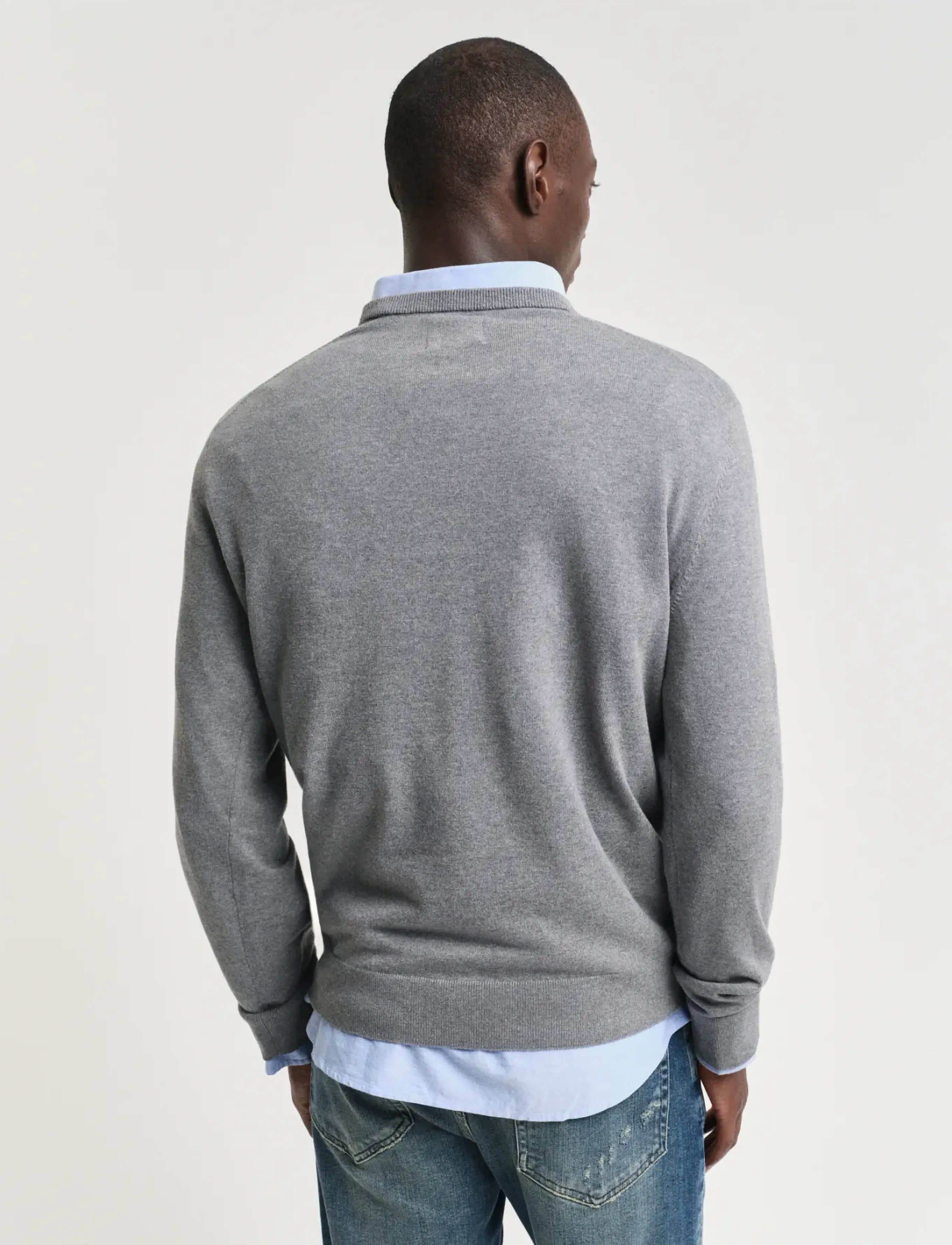 GANT - COTTON C-NECK - dark grey melange - 3