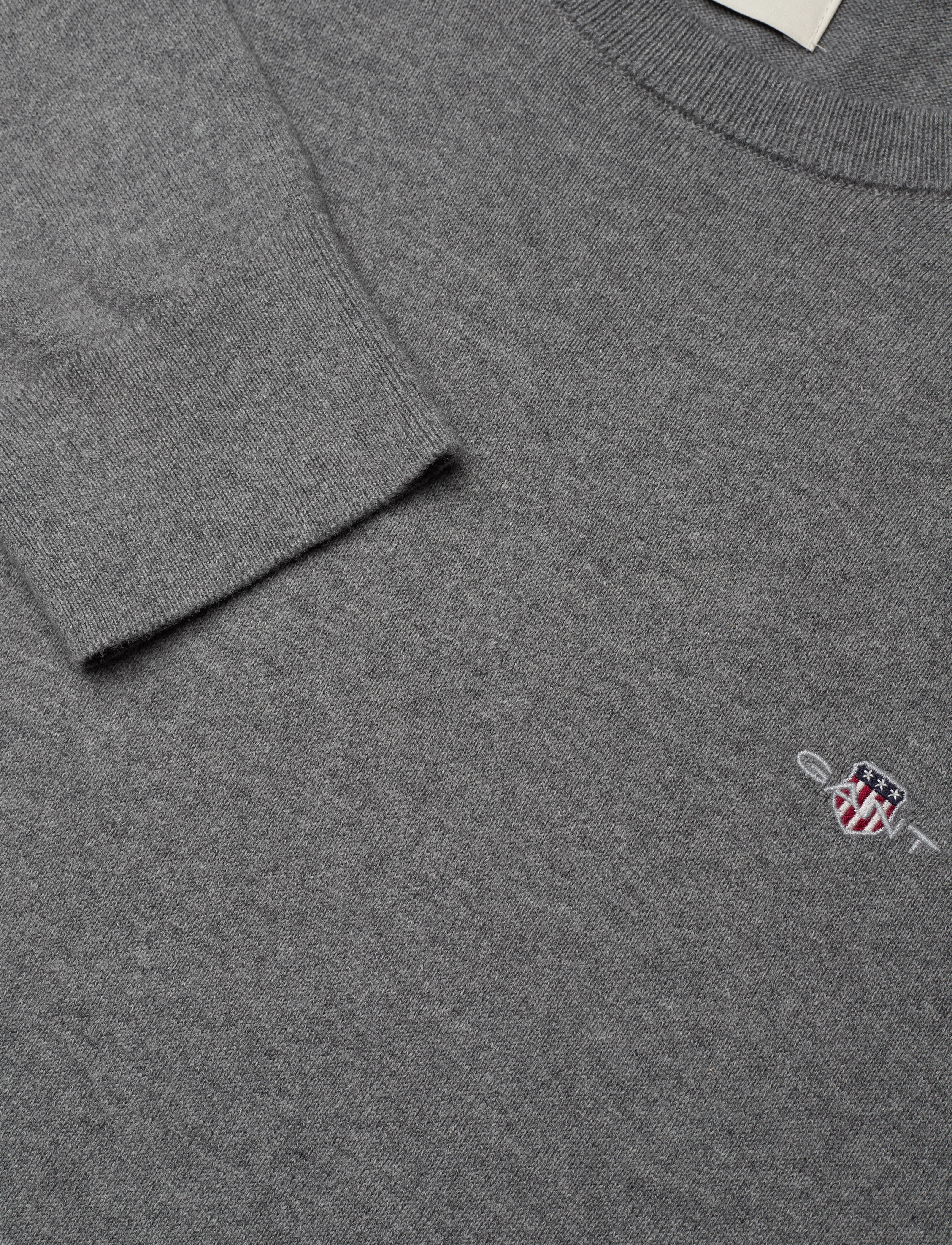 GANT - COTTON C-NECK - dark grey melange - 4