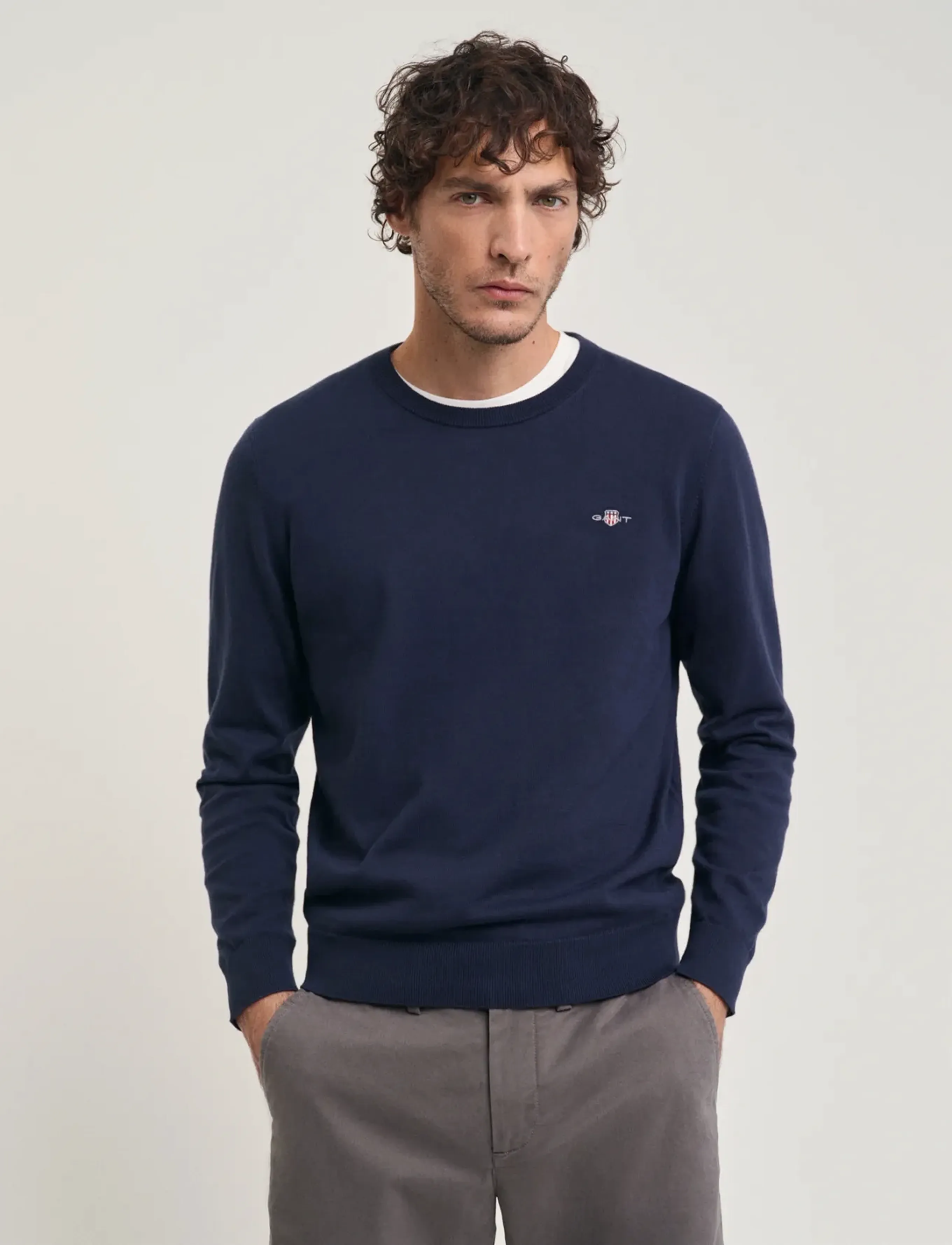 GANT COTTON C-NECK - Rundhals - MARINE / navy