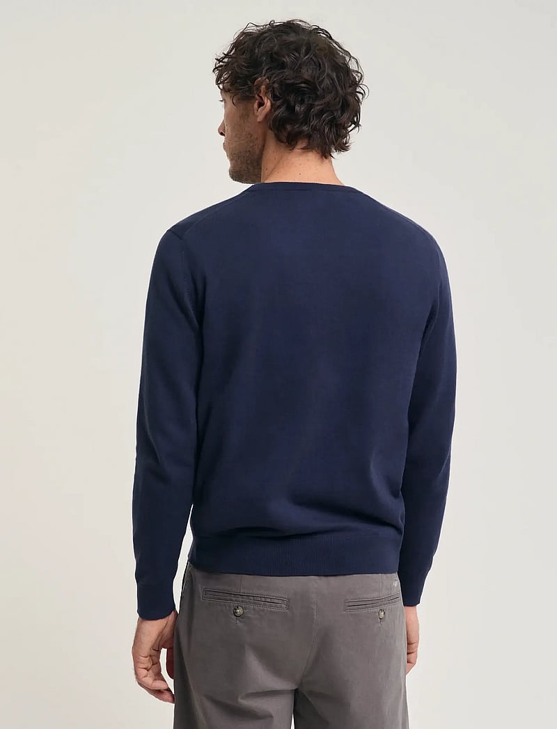 GANT - COTTON C-NECK - knitted round necks - marine - 3