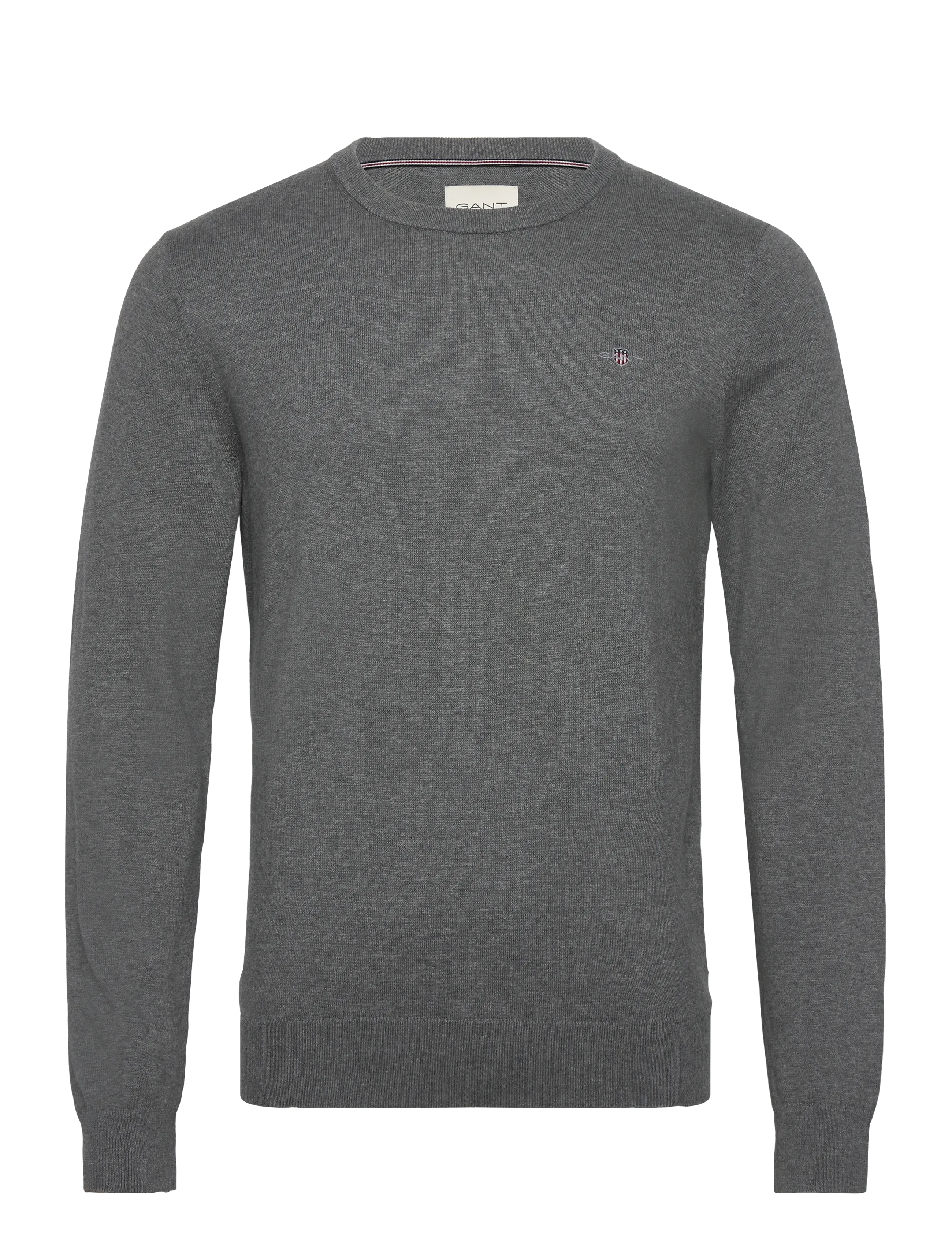 GANT SHIELD COTTON C-NECK - Strik - DARK GREY MELANGE / grey
