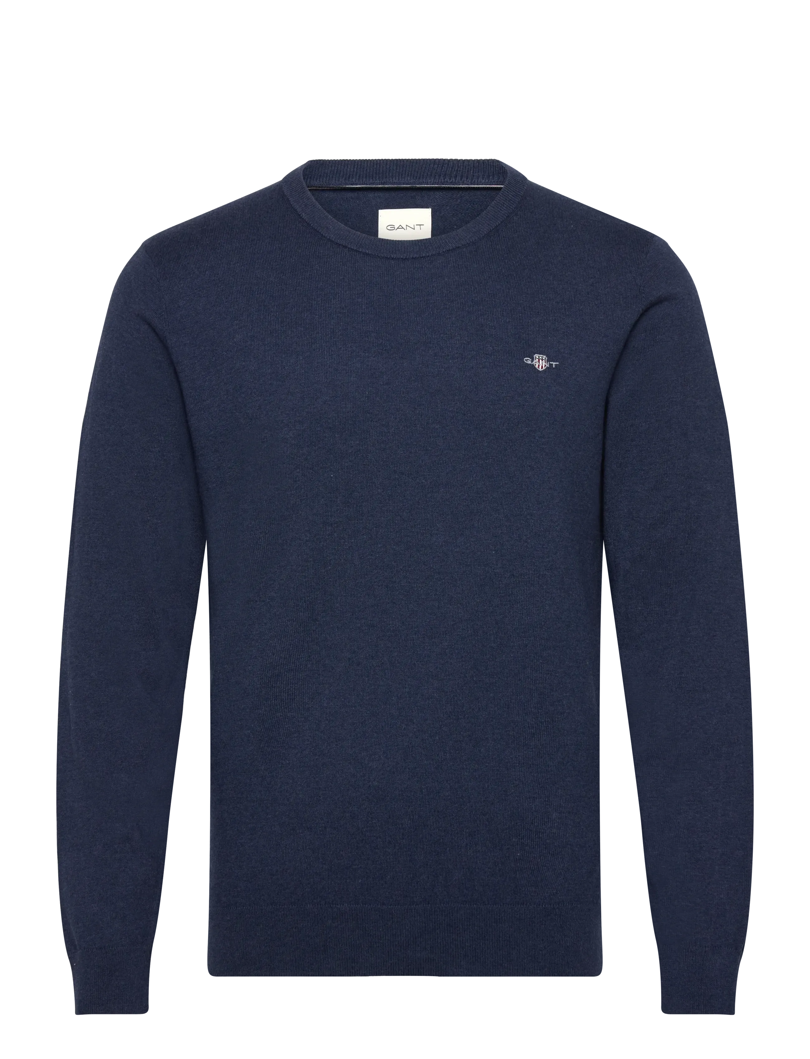 Gant SHIELD COTTON C-NECK - Rundhalsad - DARK JEANSBLUE MELANGE / navy