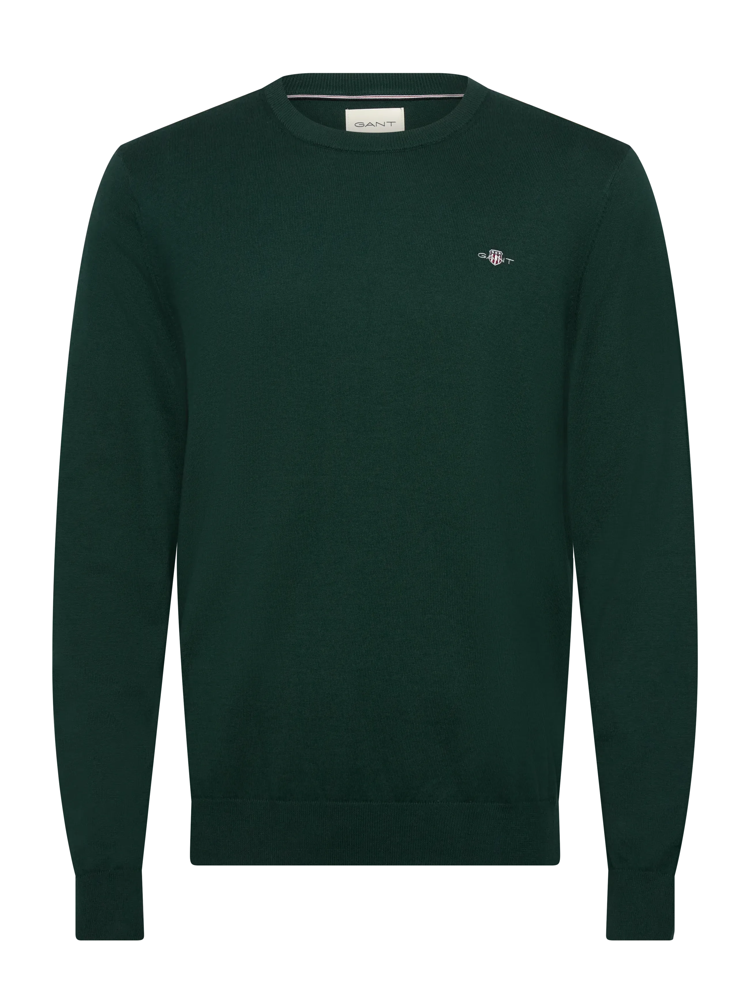 Gant SHIELD COTTON C-NECK - Stickat - TARTAN GREEN / green
