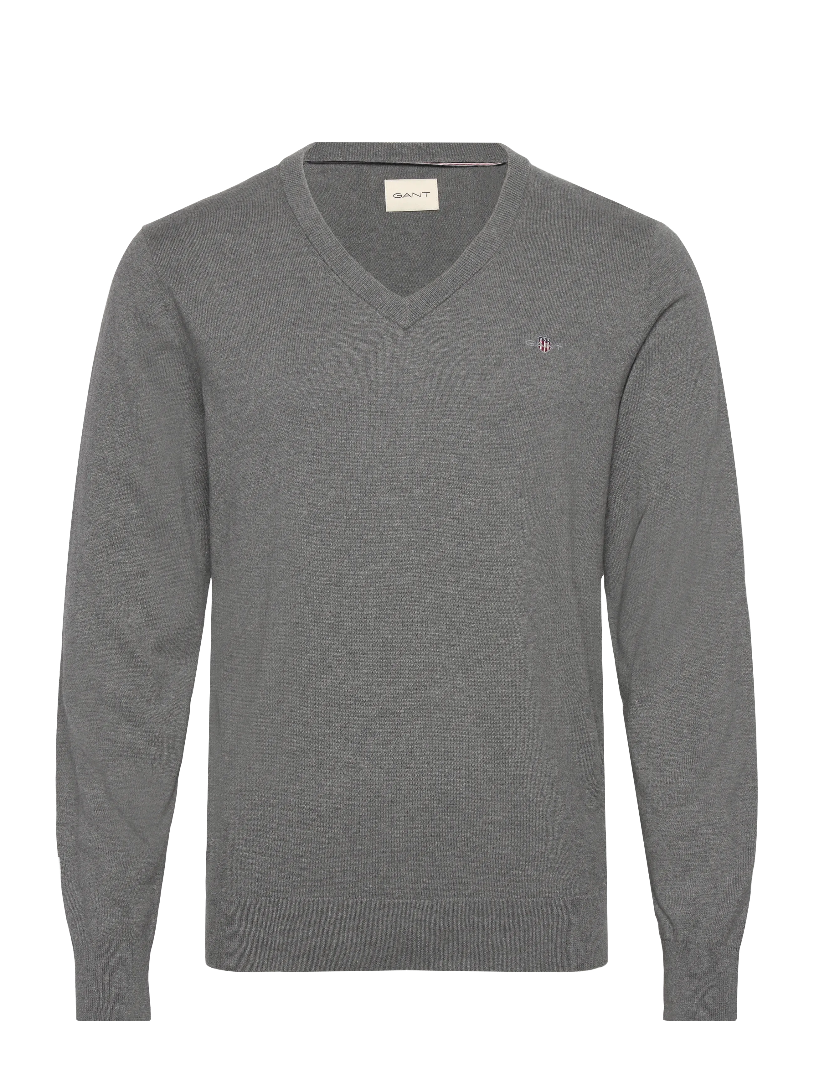 Gant SHIELD COTTON V-NECK - Stickat - DARK GREY MELANGE / grey