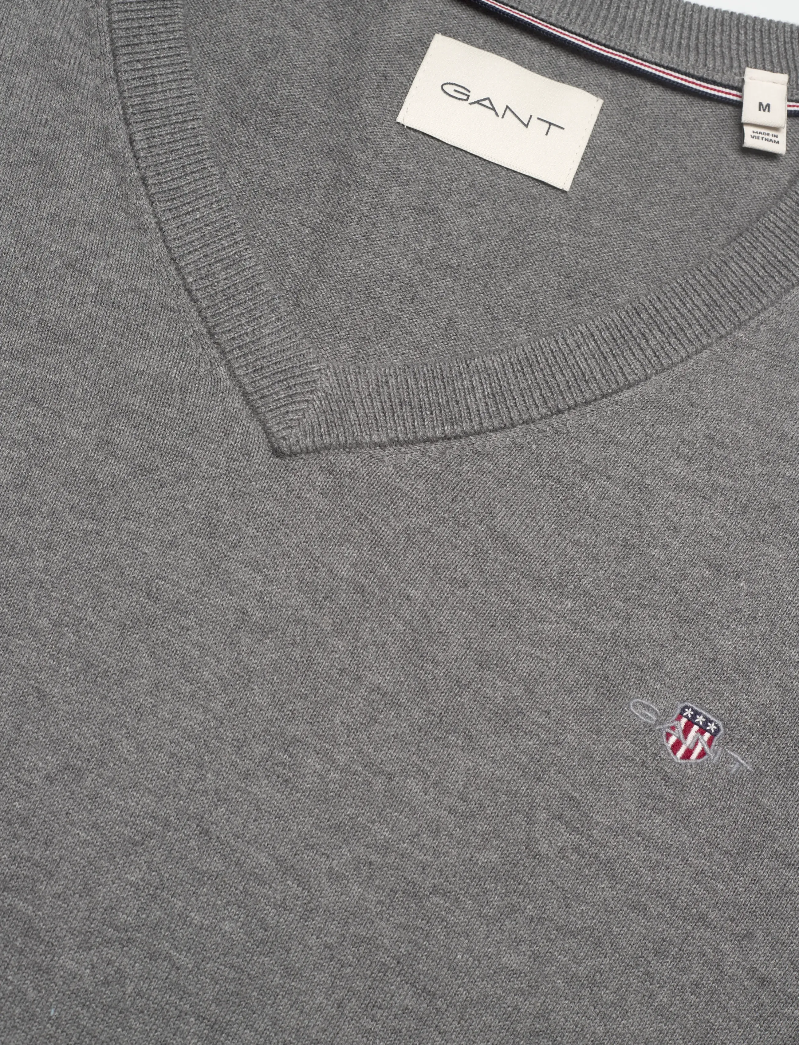 Gant - SHIELD COTTON V-NECK - trøjer - dark grey melange - 2