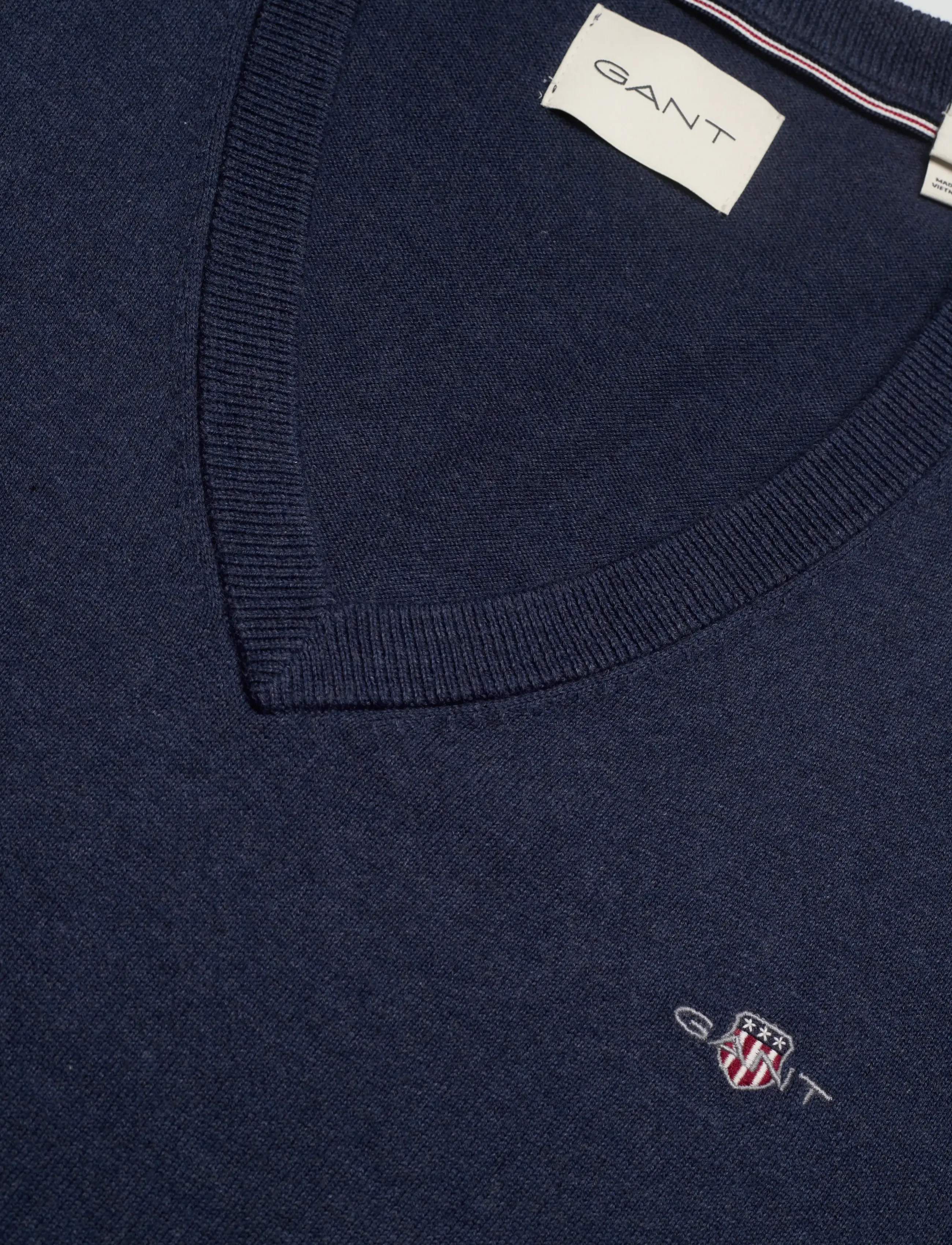 Gant - SHIELD COTTON V-NECK - trøjer - dark jeansblue melange - 2