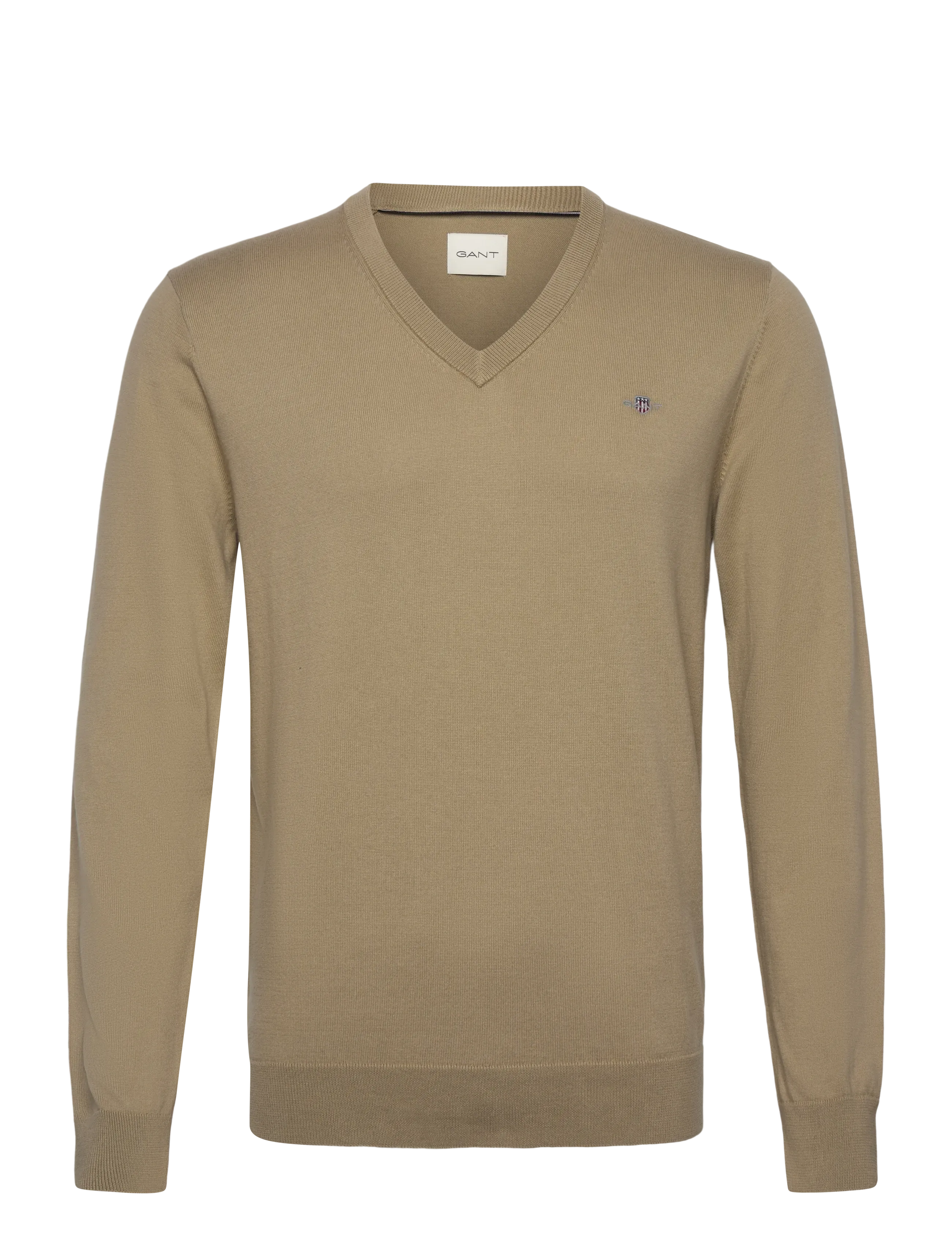 Gant SHIELD COTTON V-NECK - Stickat - DRIED KHAKI / beige