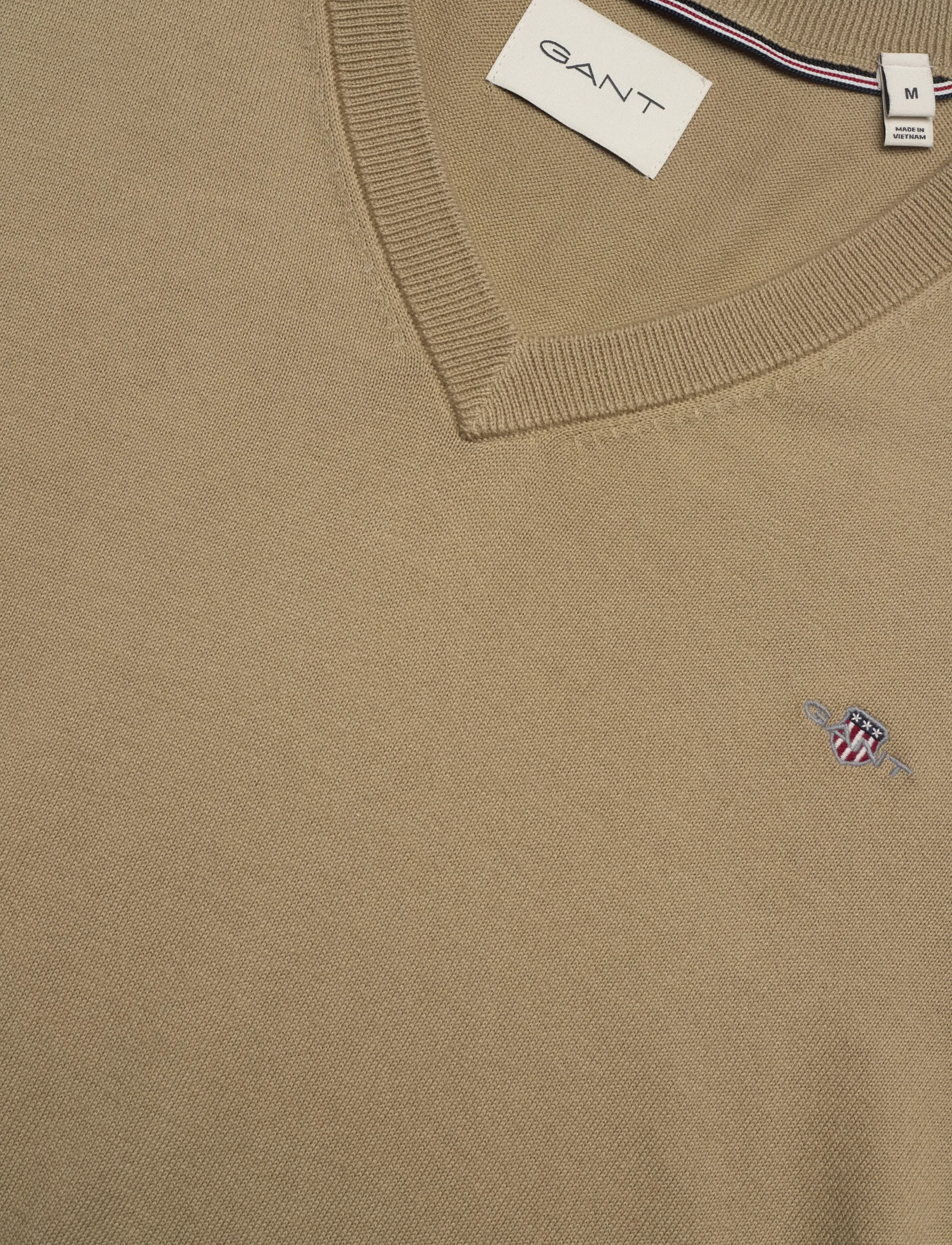 Gant - SHIELD COTTON V-NECK - trøjer - dried khaki - 2