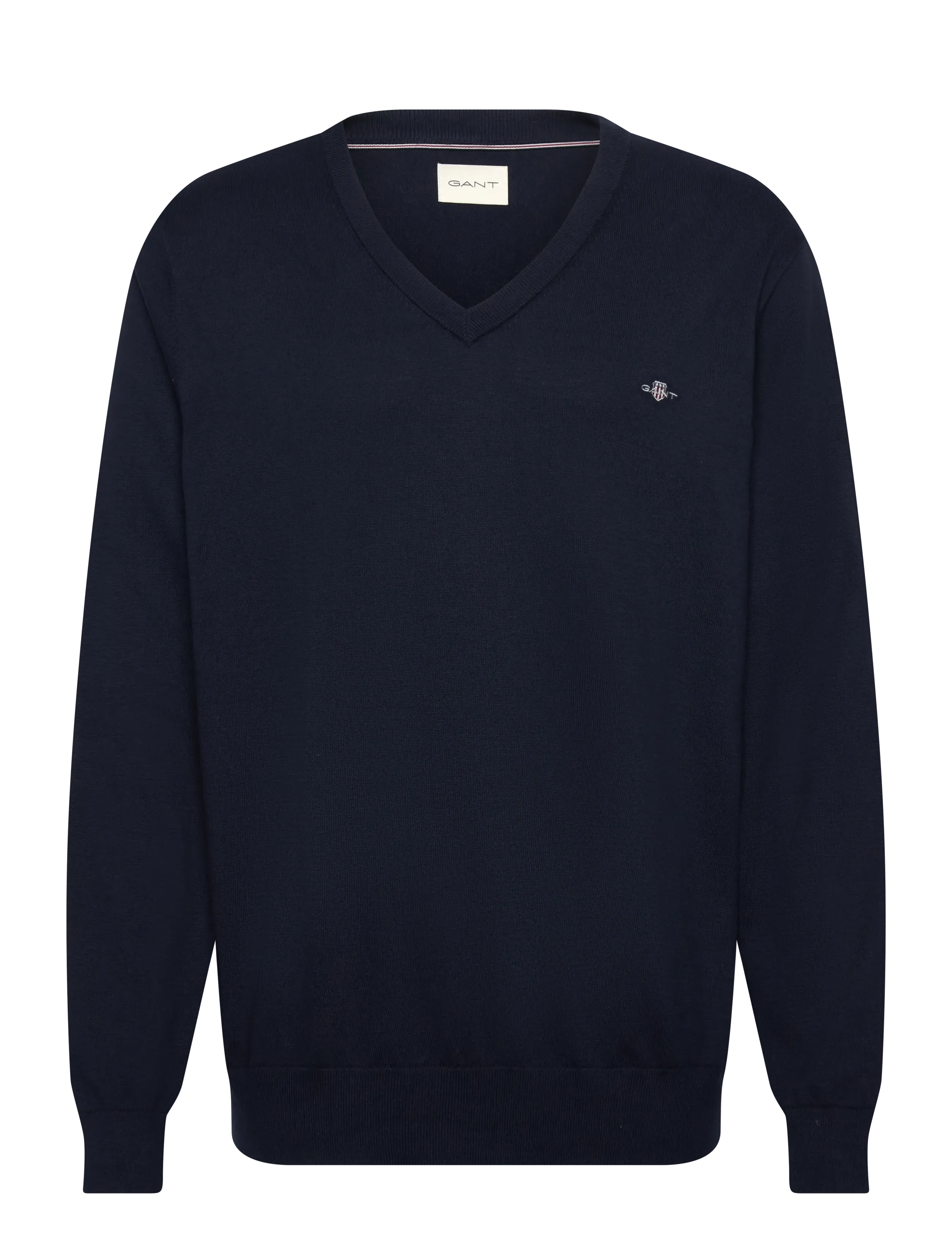 Gant SHIELD COTTON V-NECK - Strik - MARINE / navy