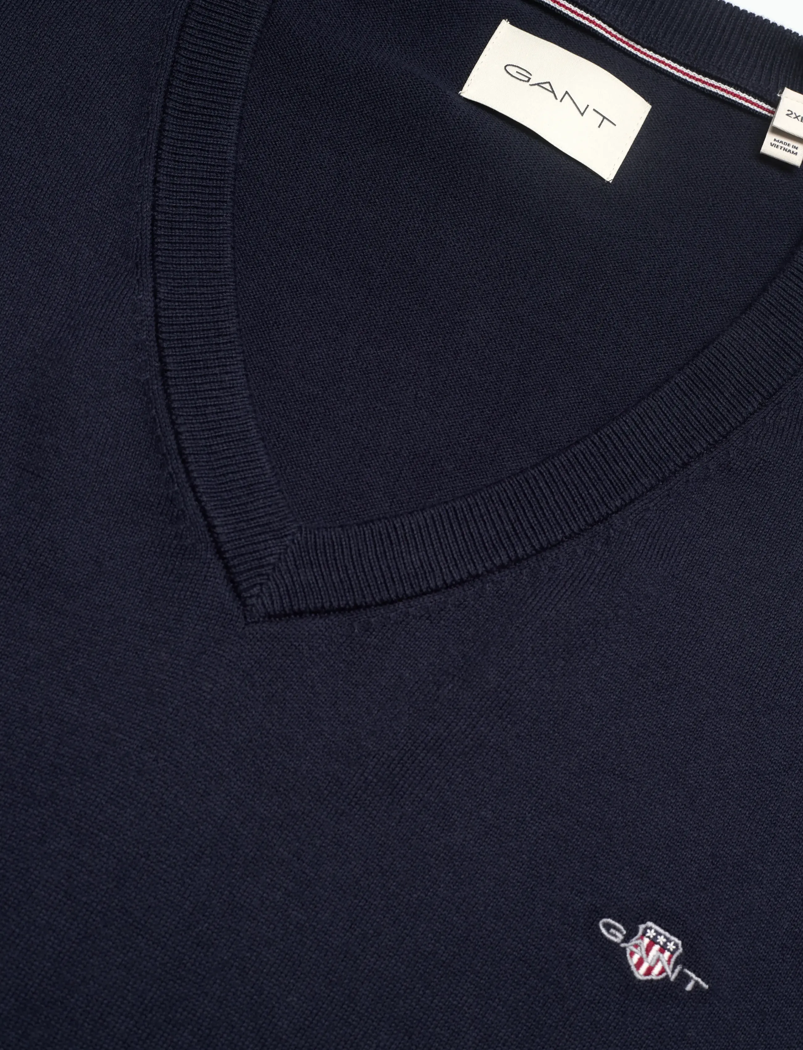 Gant - SHIELD COTTON V-NECK - trøjer - marine - 2