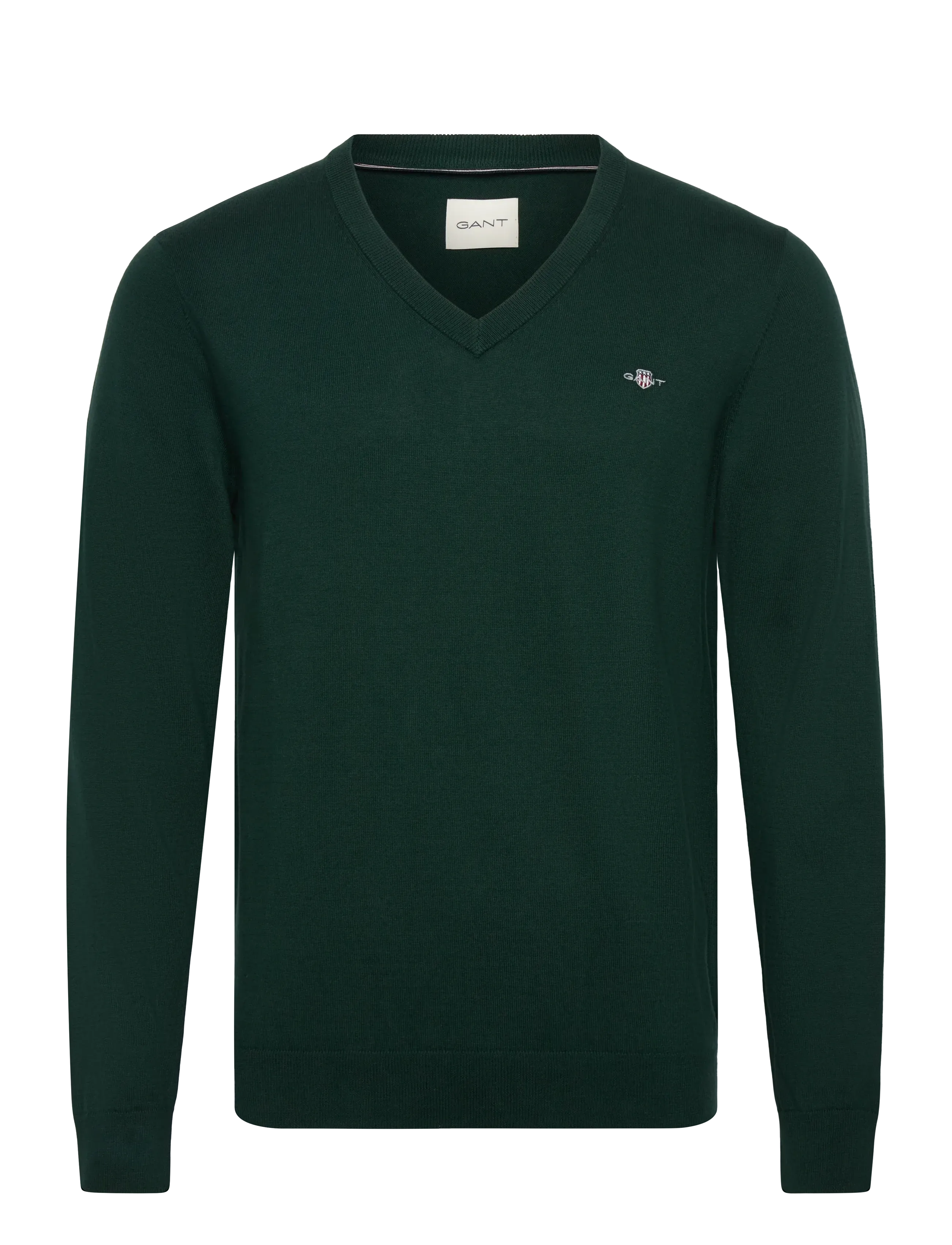 GANT SHIELD COTTON V-NECK - GANT - TARTAN GREEN / green