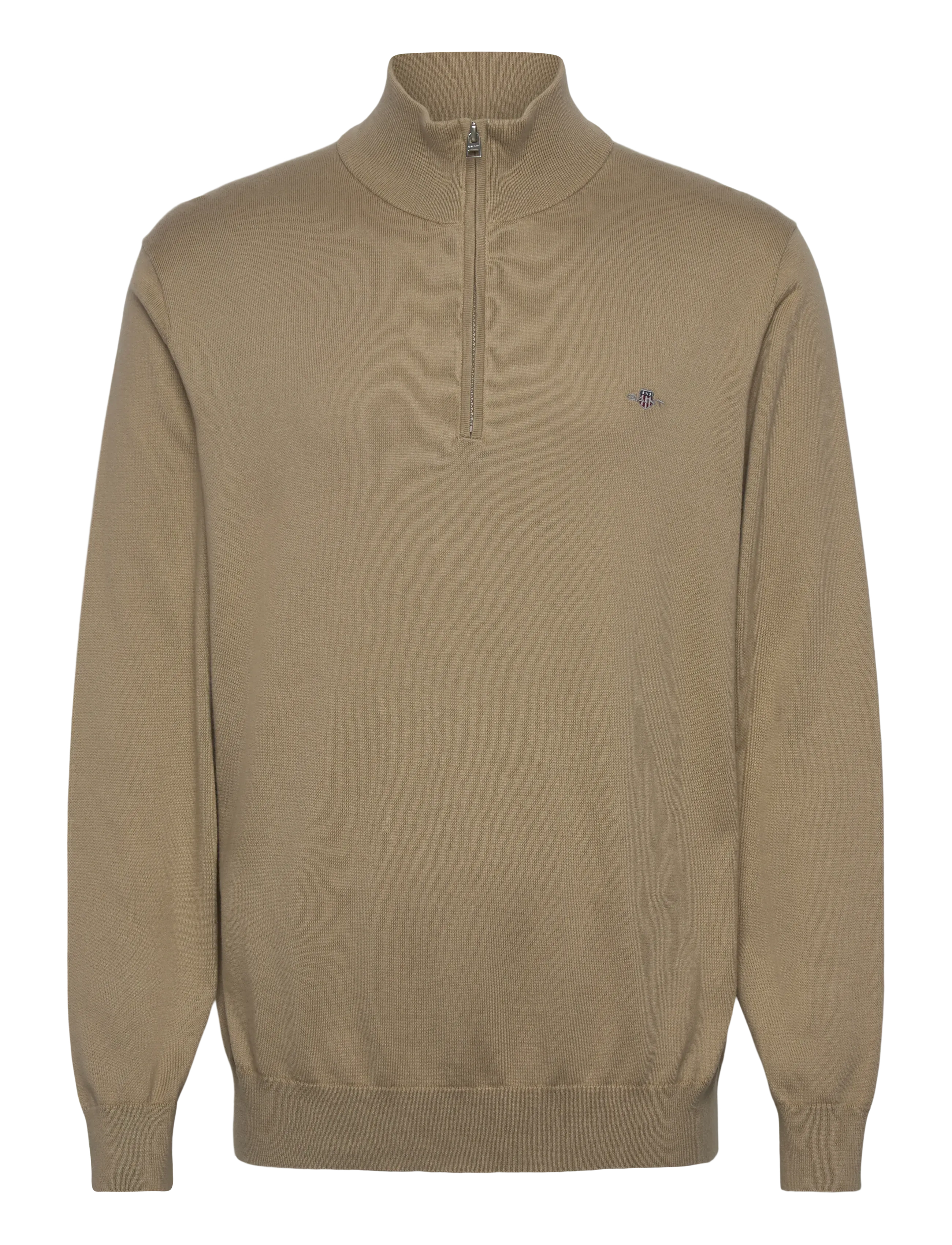 COTTON HALF ZIP - DRIED KHAKI