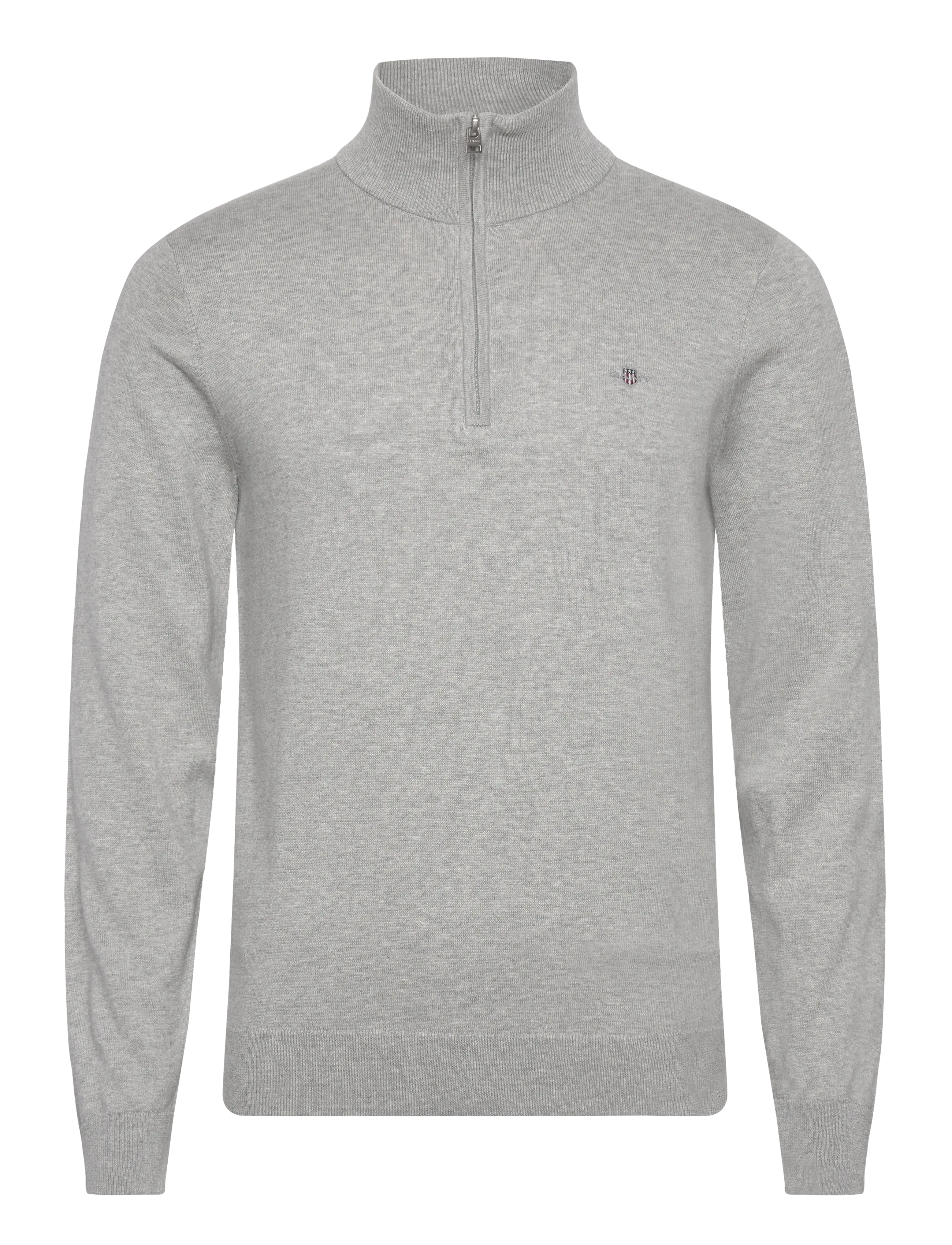 COTTON HALF ZIP - LIGHT GREY MELANGE