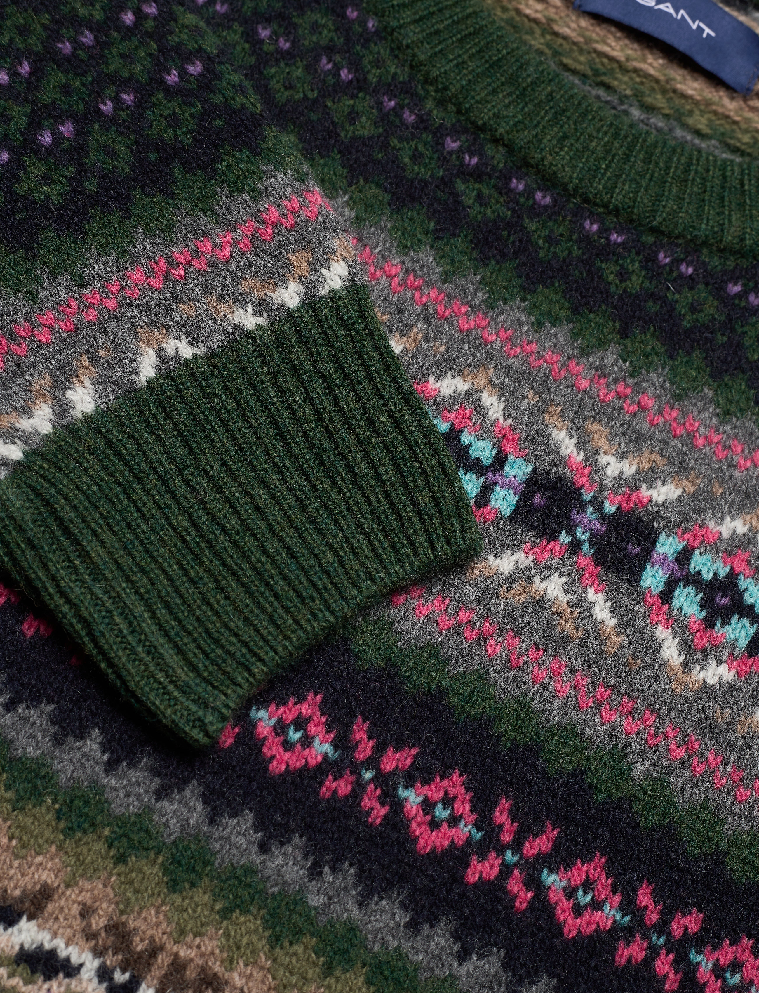 GANT - D2. FAIR ISLE CREW - tartan green - 2