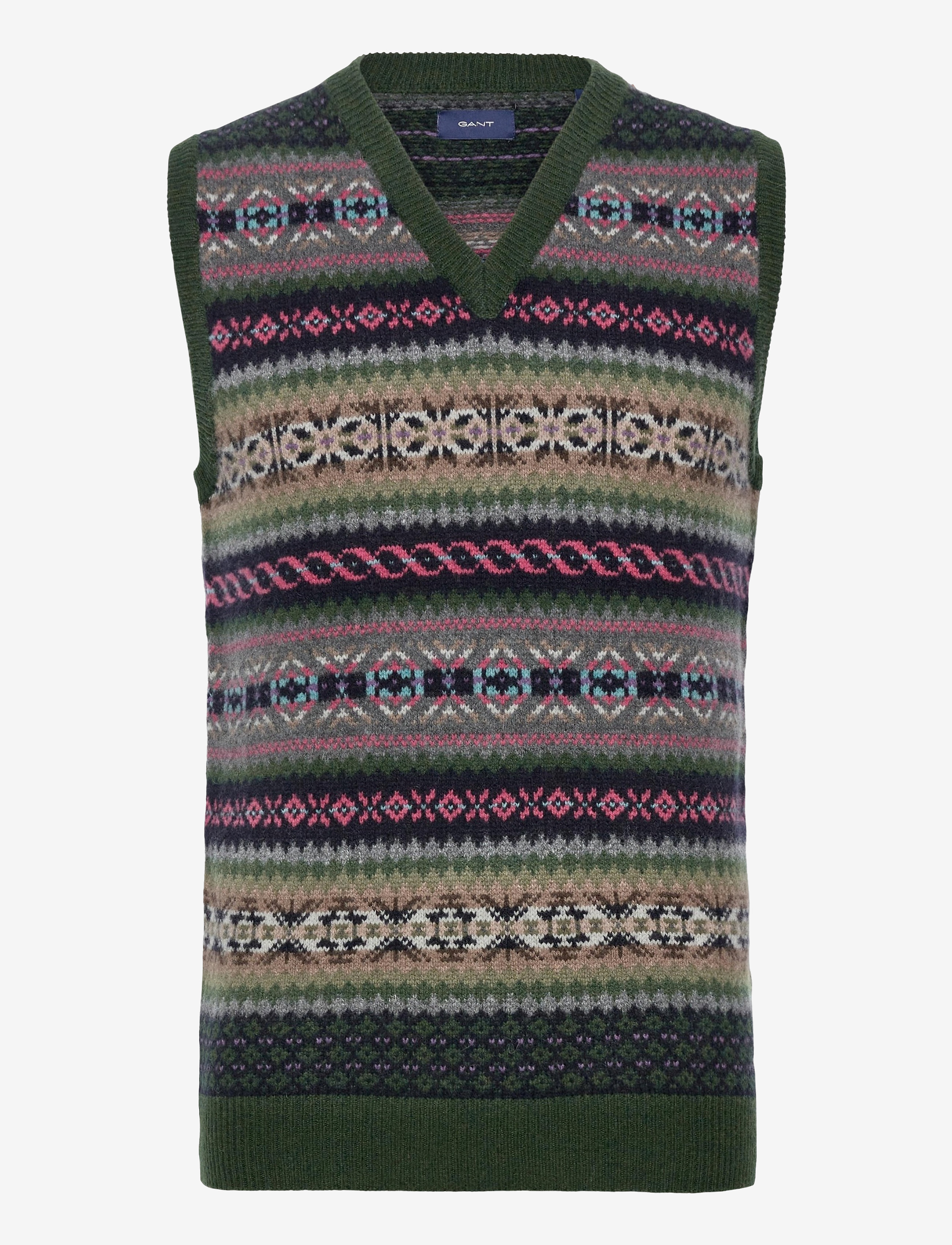 GANT - D2. FAIR ISLE SLIPOVER - tartan green - 0