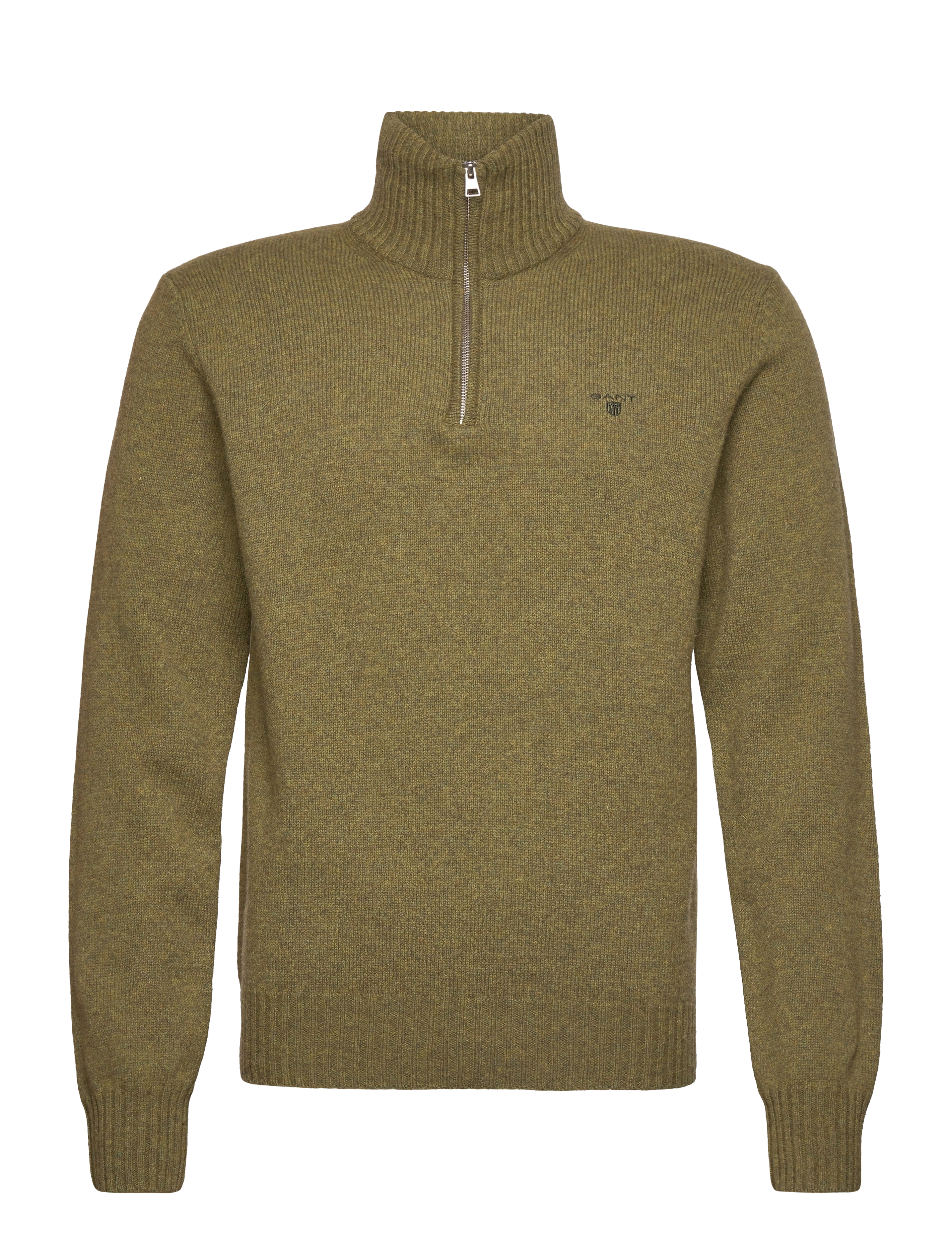 D2. BRUSHED WOOL HALFZIP - ARMY GREEN